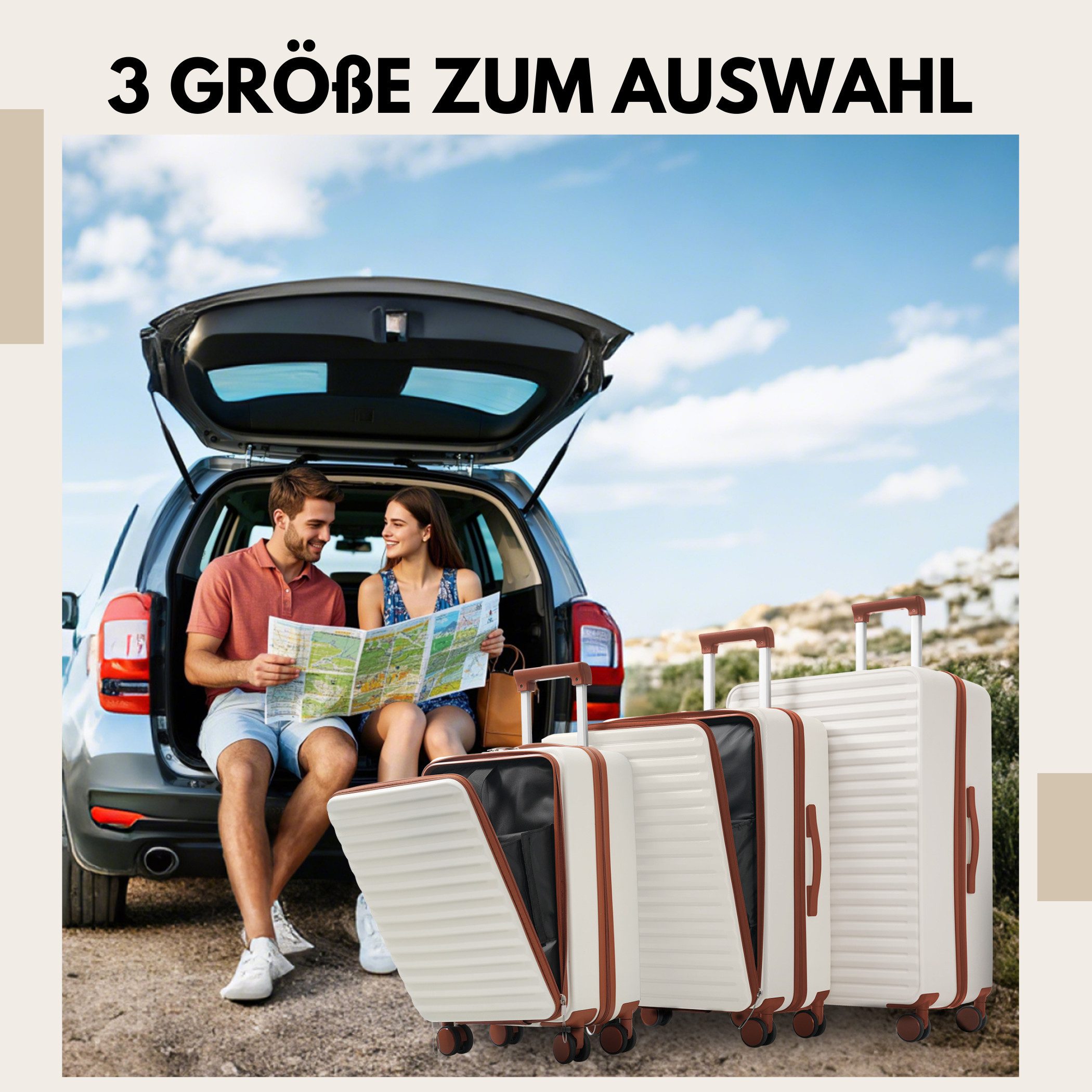 SeedWave Trolleyset 3er-Set Hartschalenkoffer TSA Reisekoffer günstig online kaufen