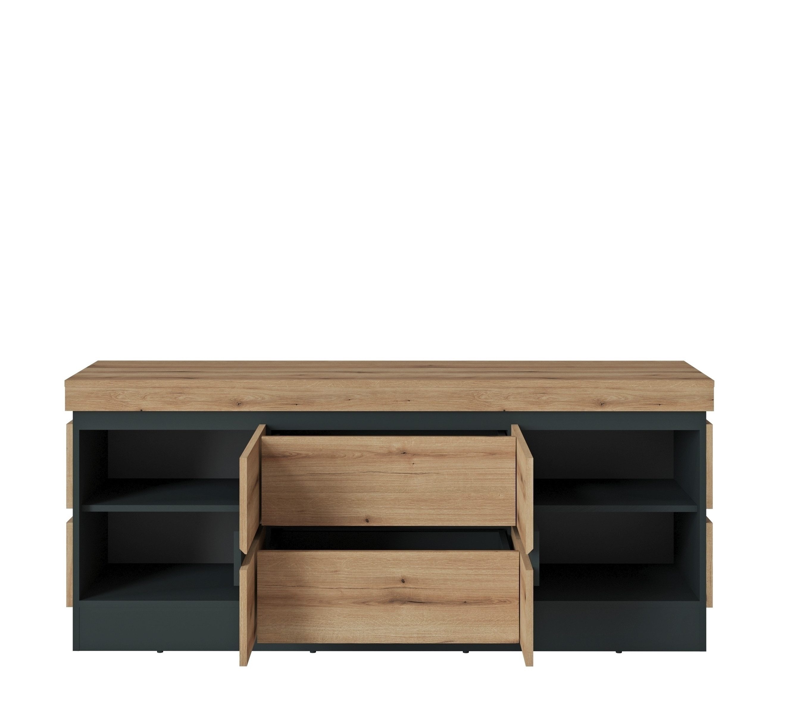 freiraum Wohnwand Corte, (3-teilig), (3-teilig) in Coast Evoke Eiche Dekor - 265x165x45 (BxHxT)