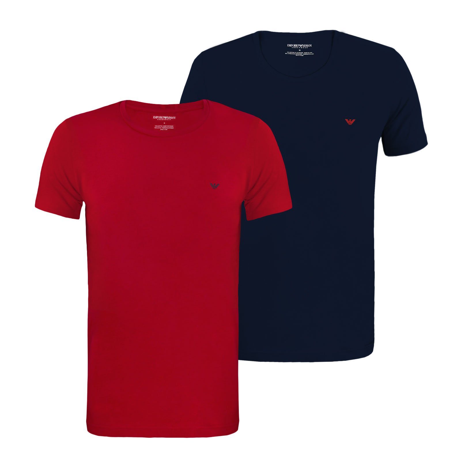Emporio Armani T-Shirt Crew Neck T-Shirt Cotton mit Rundhalsausschnitt 96635 marine / fire | T-Shirts