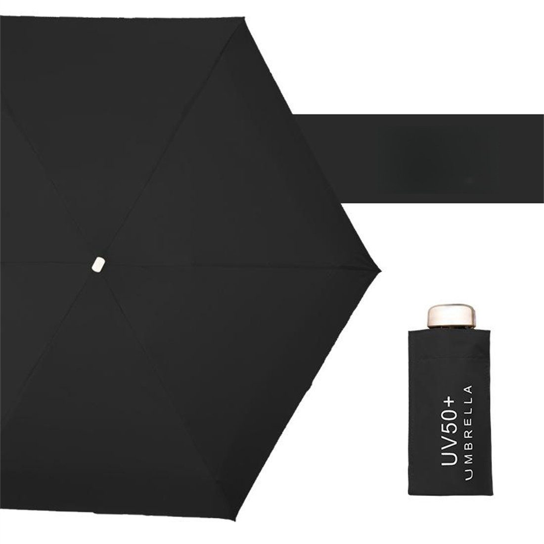 YOOdy~ Taschenregenschirm Taschenschirme damen Sonnenschutz small manual Regenschirm, UV-Schutz für schützt vor Sonne und Regen winzig klein für unterwegs schwarz