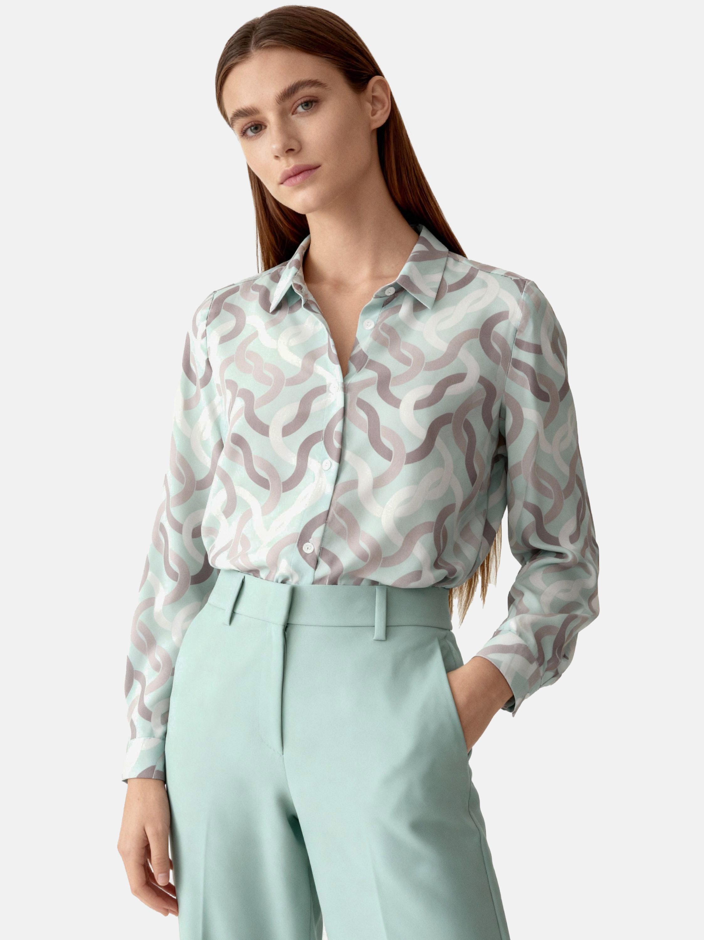 HEVENTON Langarmbluse mit Wellenmuster