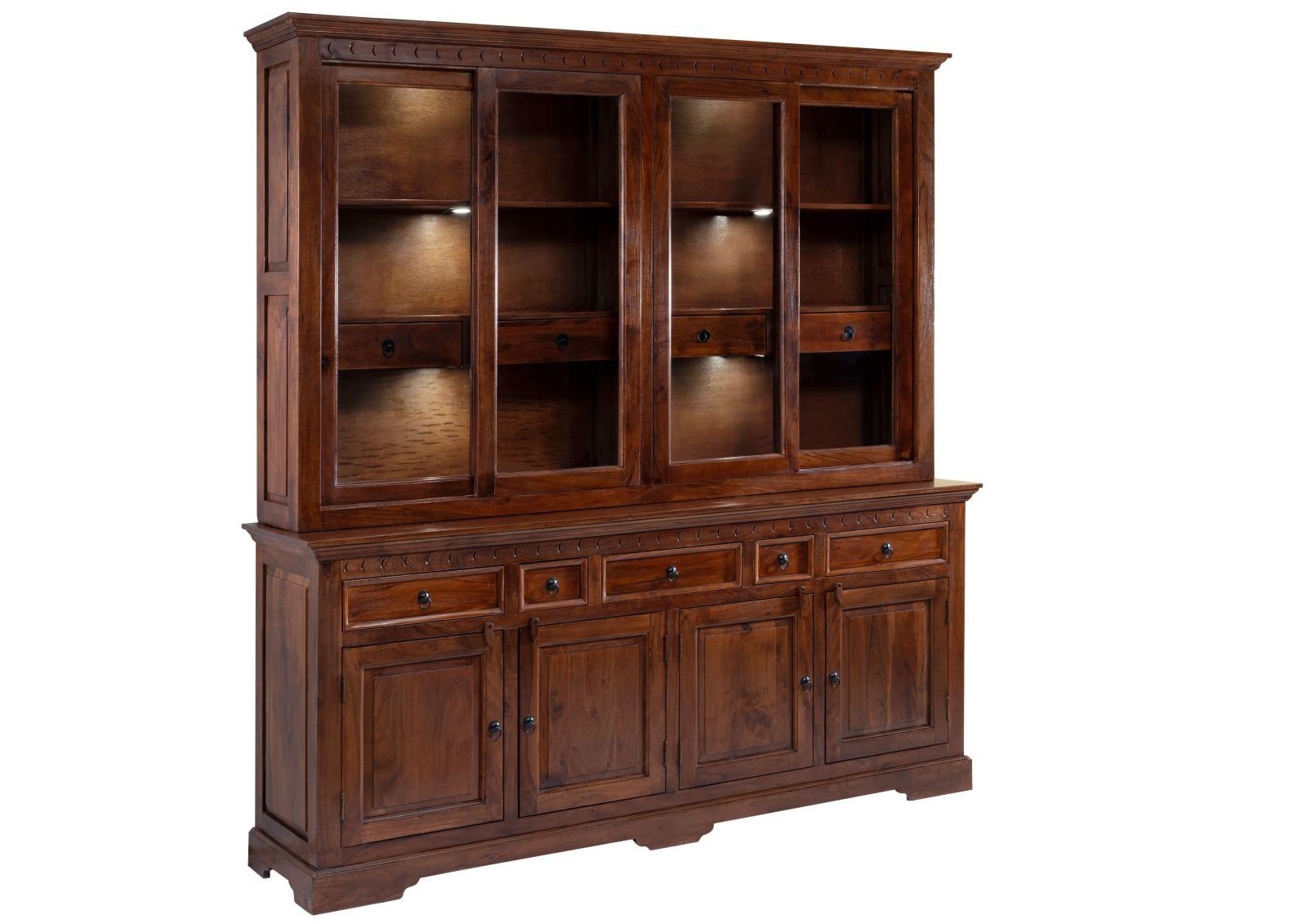 Massivmoebel24 Buffet OXFORD (Buffet Akazie 204x50x220 nougat lackiert OXFORD #340) Buffet Akazie 204x50x220 nougat lackiert OXFORD #340