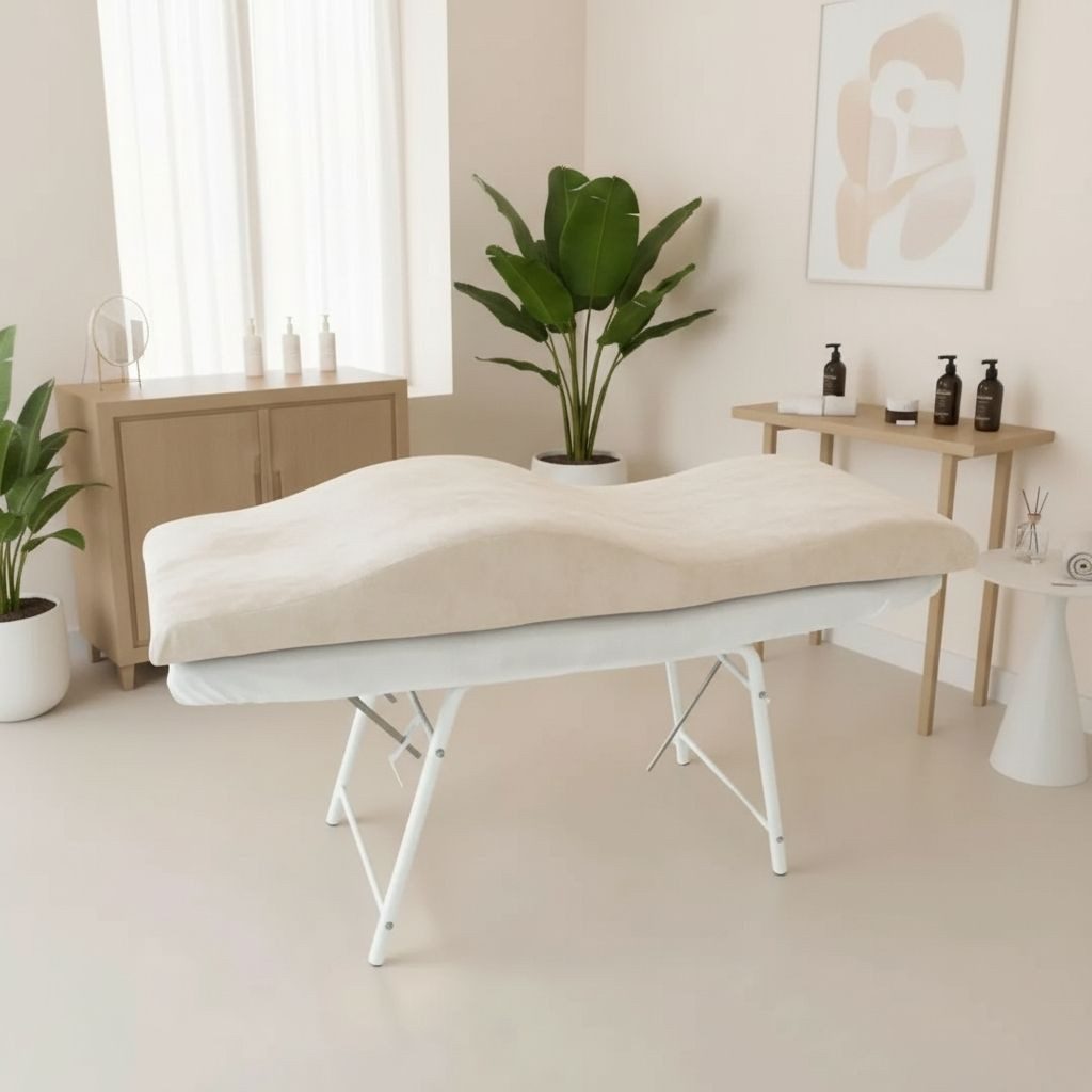 STM Company Massageliege Memory Foam Wellenmatratze für Kosmetikliege (180x60 cm / 190x70 cm, mit Veloursbezug), Anatomischer Lash Topper für Wimpern, PMU & Kosmetik
