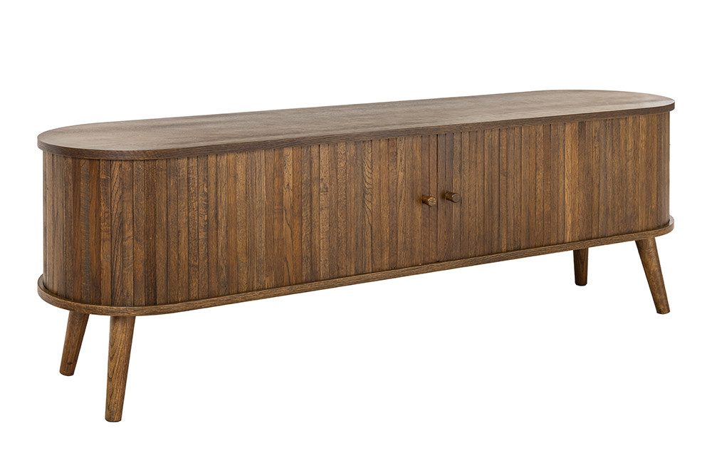 riess-ambiente Lowboard VALHALLA WOOD 160cm smoked braun · TV-Schrank mit 2 Schiebetüren (Einzelartikel, 1 St), Eiche · Wohnzimmer · 4 Fächer · Retro Design