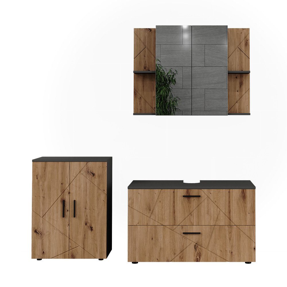 Badmöbel-Set Irma, Anthrazit/Artisan, 3 Teile