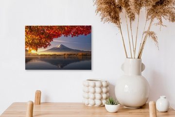 OneMillionCanvasses® Leinwandbild Herbst - Berg - Japan, (1 St), Wandbild Leinwandbilder, Aufhängefertig, Wanddeko, 30x20 cm