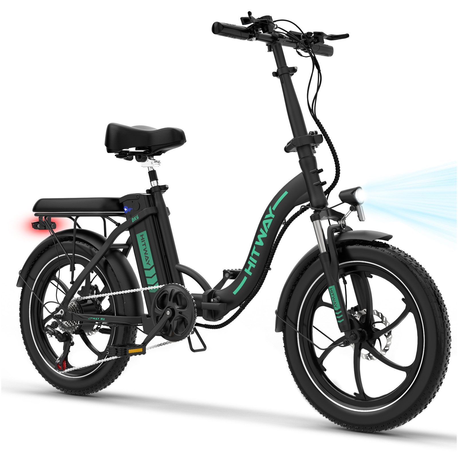 HITWAY E-Bike Klapprad E-Falträder für Damen Herren 250W Motor 25km/h, 7 Gang Shimano, Bürstenloser Heckmotor, 432 Wh, Elektrofahrrad klapprad E-Bike 20*3" FatReifen 36V/12Ah Akku