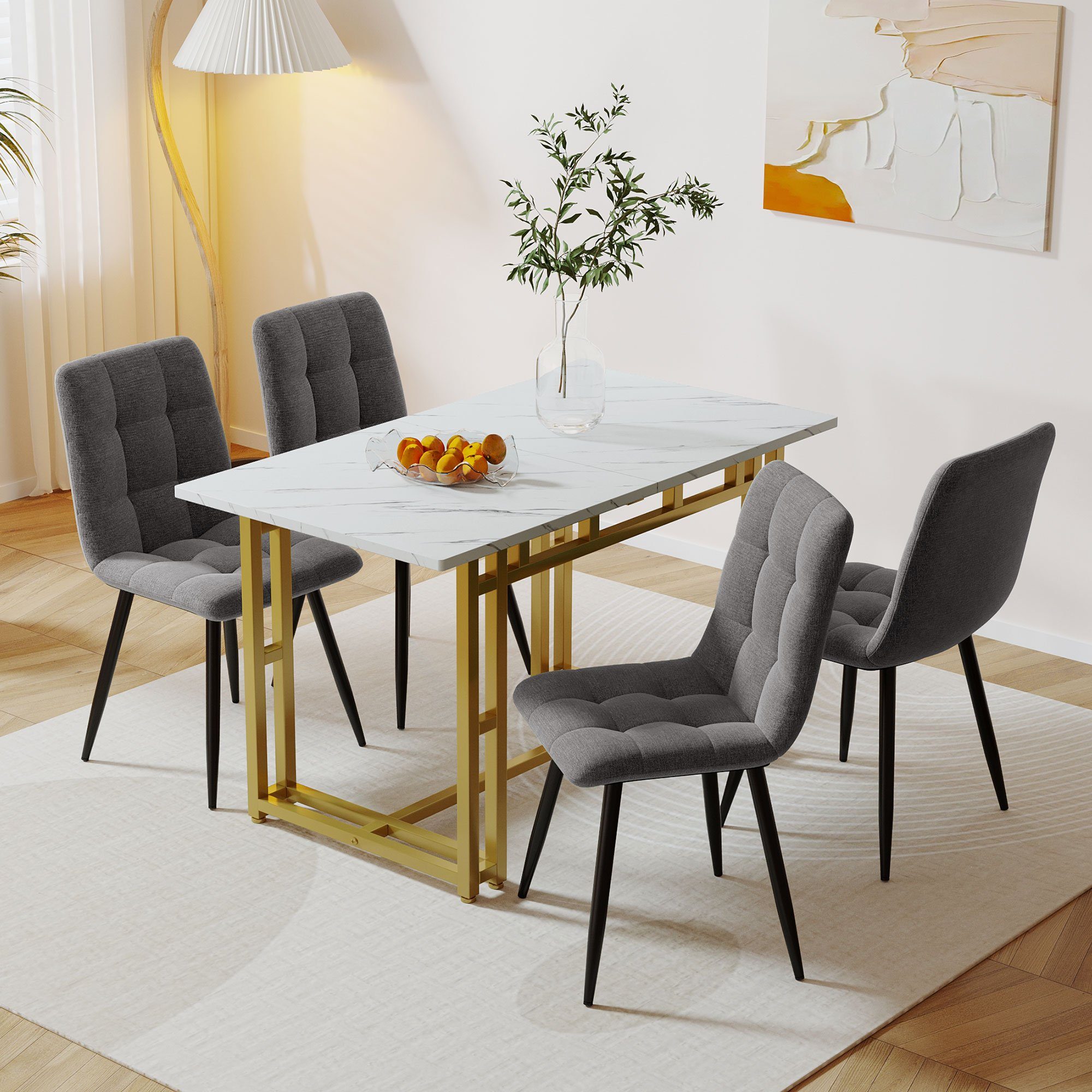 Küchentisch cm., 120 Ein und Esstisches Tisch x WISHDOR vier Stühlen, (Die 70 5-tlg), Breite Länge betragen mit Esszimmerstuhl Set Essgruppe des