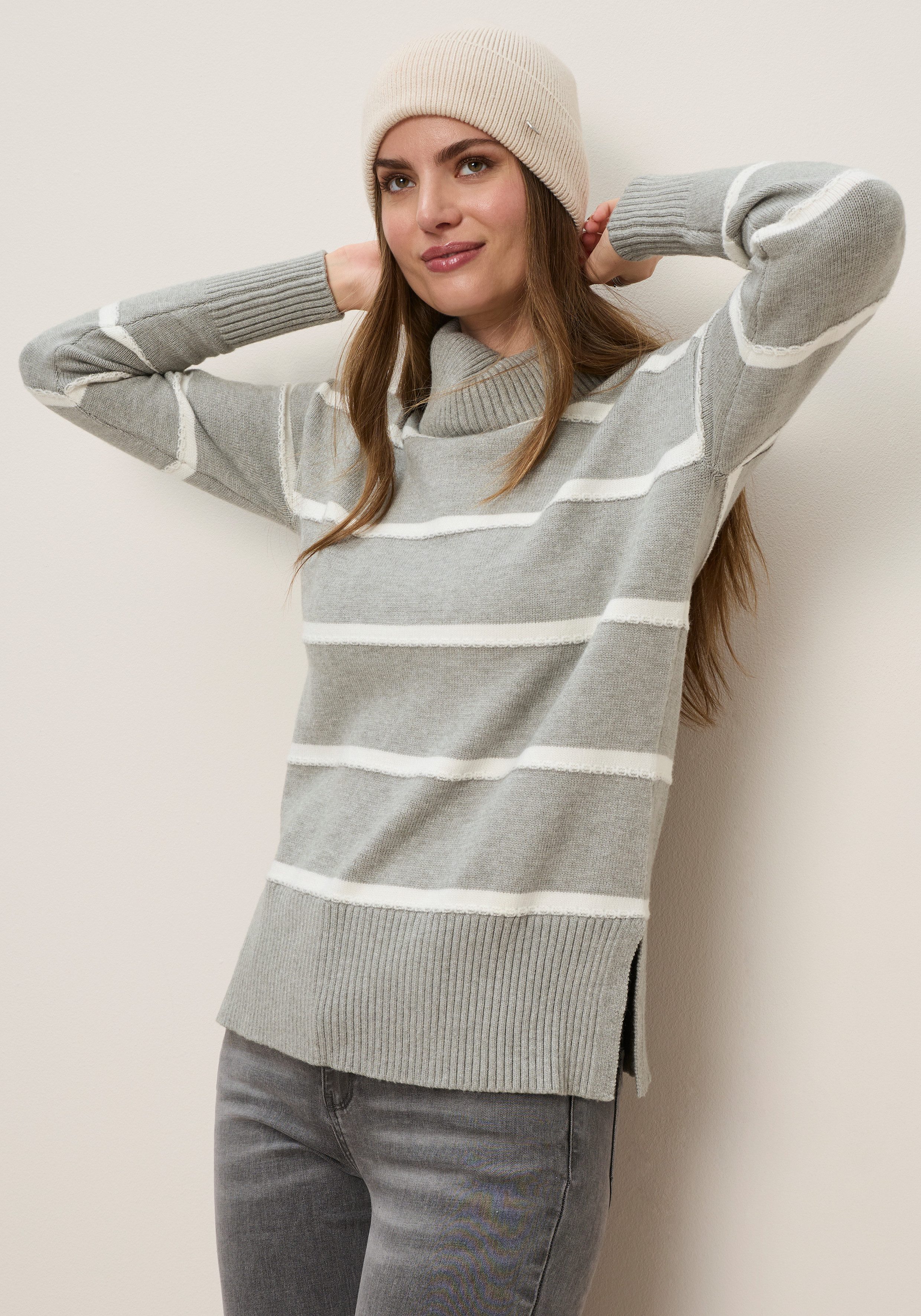 Tamaris Rollkragenpullover in Oversize-Passform mit gestreifter Optik aus weicher Viskosemischung