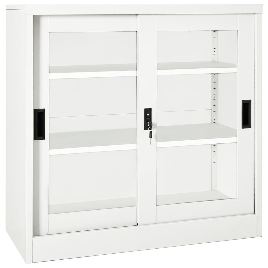 Fächerschrank 90x40x90 Stahl Schiebetür Schrank vidaXL Weiß (1-St) cm mit