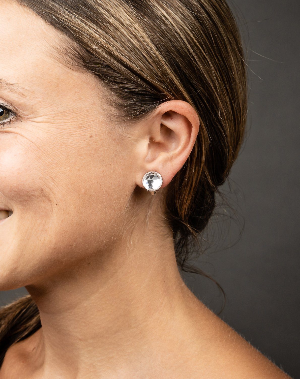 Schöner-SD Paar Ohrclips mit Kristall rund Halbkugel 925 Silber Clips, Mit günstig online kaufen