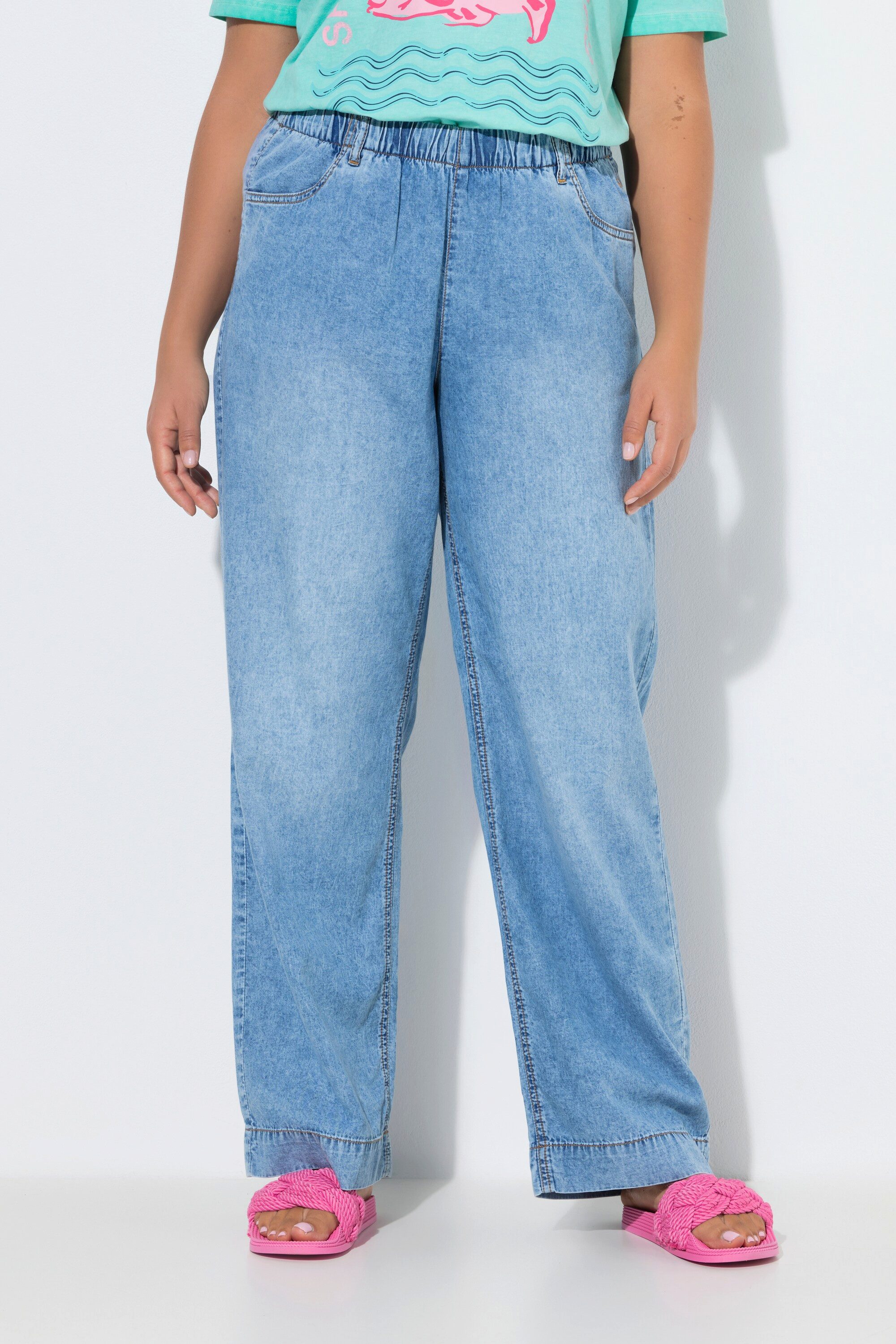 5-Pocket-Jeans Leichte Jeans Wide-Leg Elastikbund