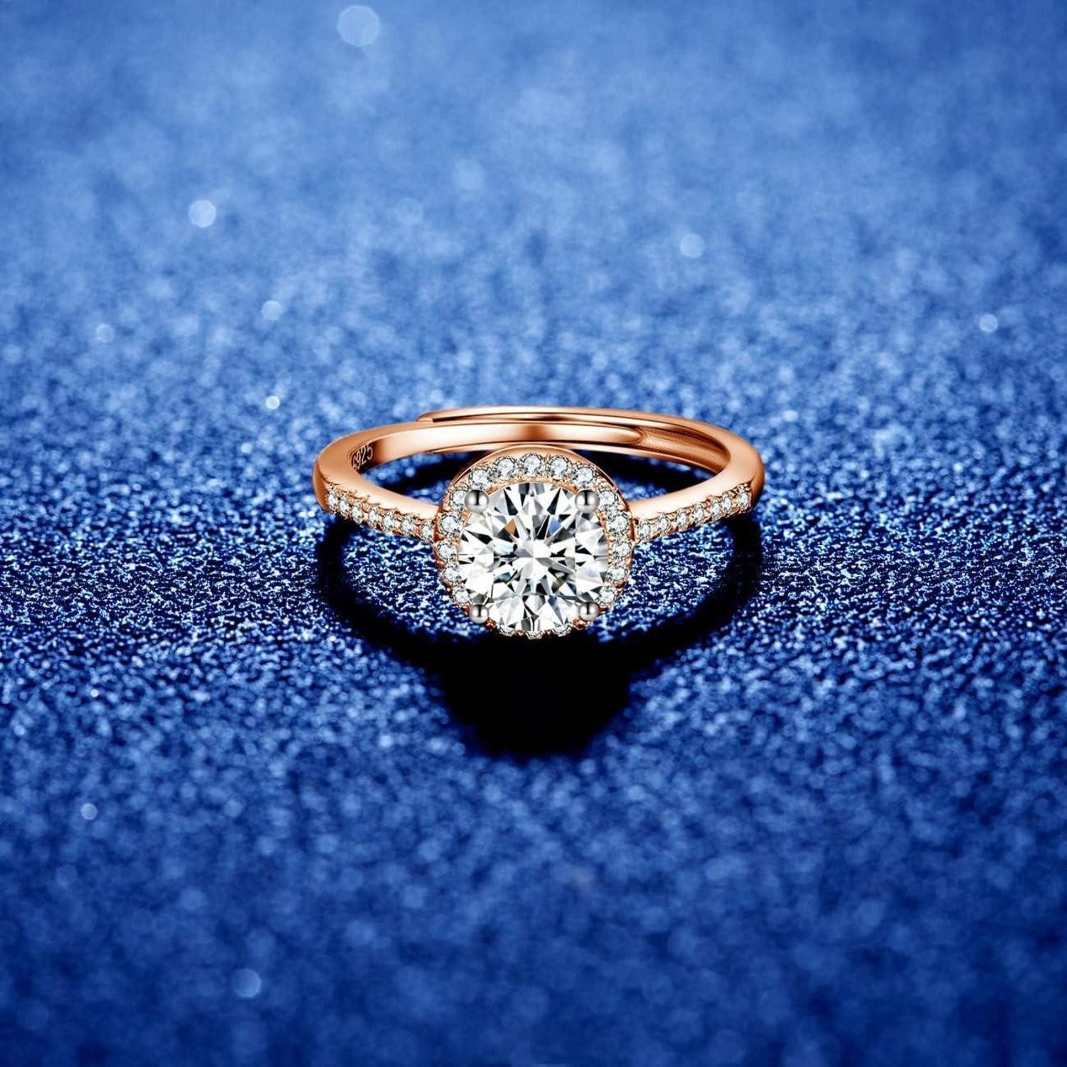 LuxusKollektion Verlobungsring Ringe Silber 925 Sterling Zirkonia Trauringe Damen Rund Rosegold