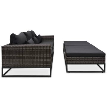 vidaXL Loungesofa 5-tlg. Garten-Sofagarnitur mit Auflagen Poly Rattan Grau, 1 Teile