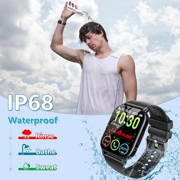 Csasan Herren mit Telefonfunktion, HD Voll Touchscreen Smartwatch (1.85 Zoll, Andriod iOS), mit Pulsuhr Schlafmonitor Schrittzähler, 112 Sportmodi Sport IP68