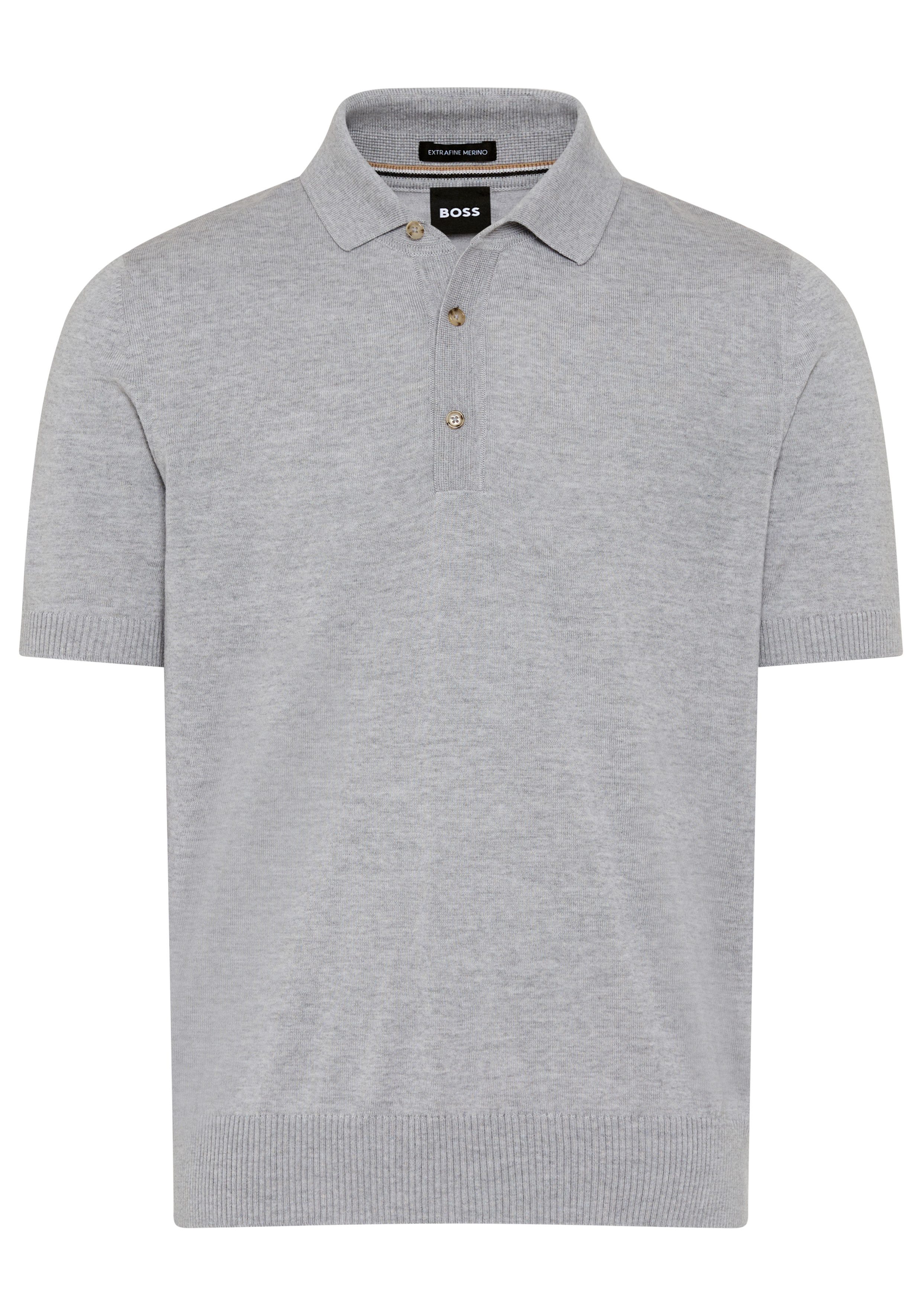BOSS Kurzarmpullover Nolano aus Schurwolle, Polokragen