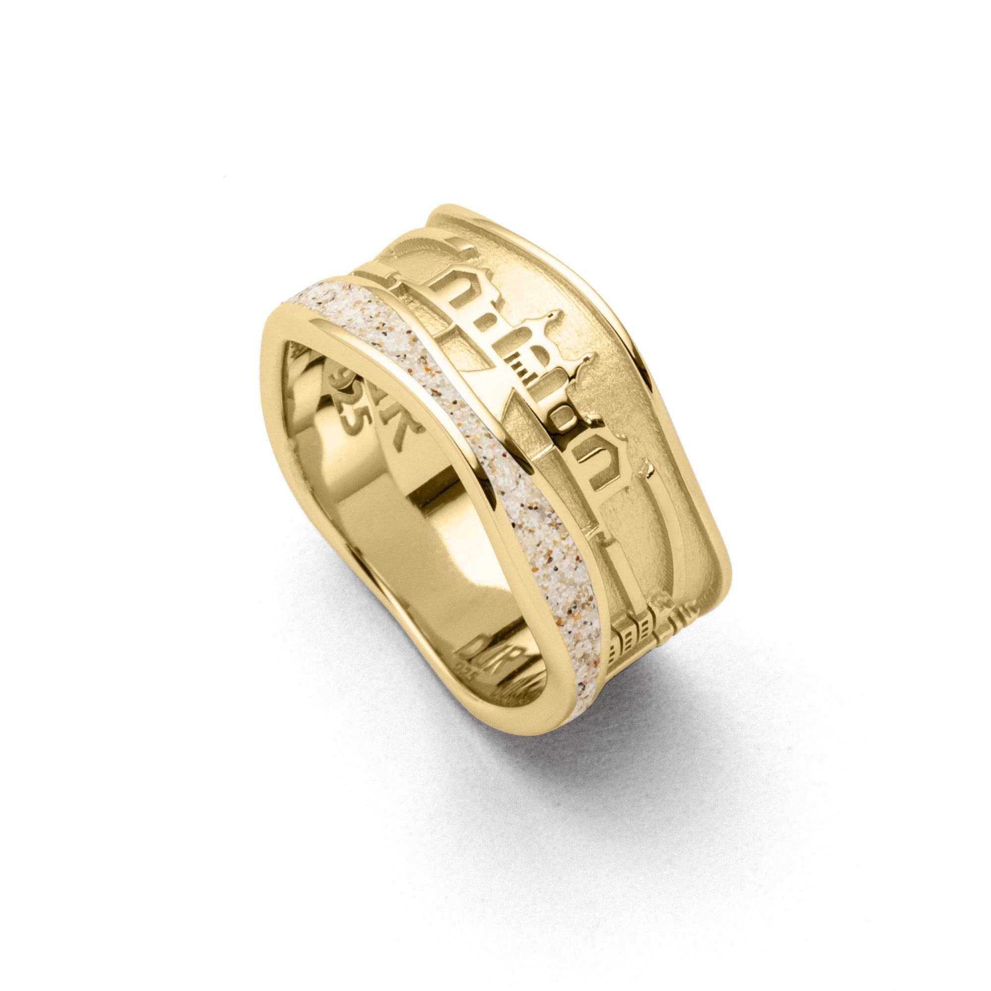 Fingerring DUR Schmuck: Ring "Strandwellen - Rügen" mit Strandsand, vergoldet R58