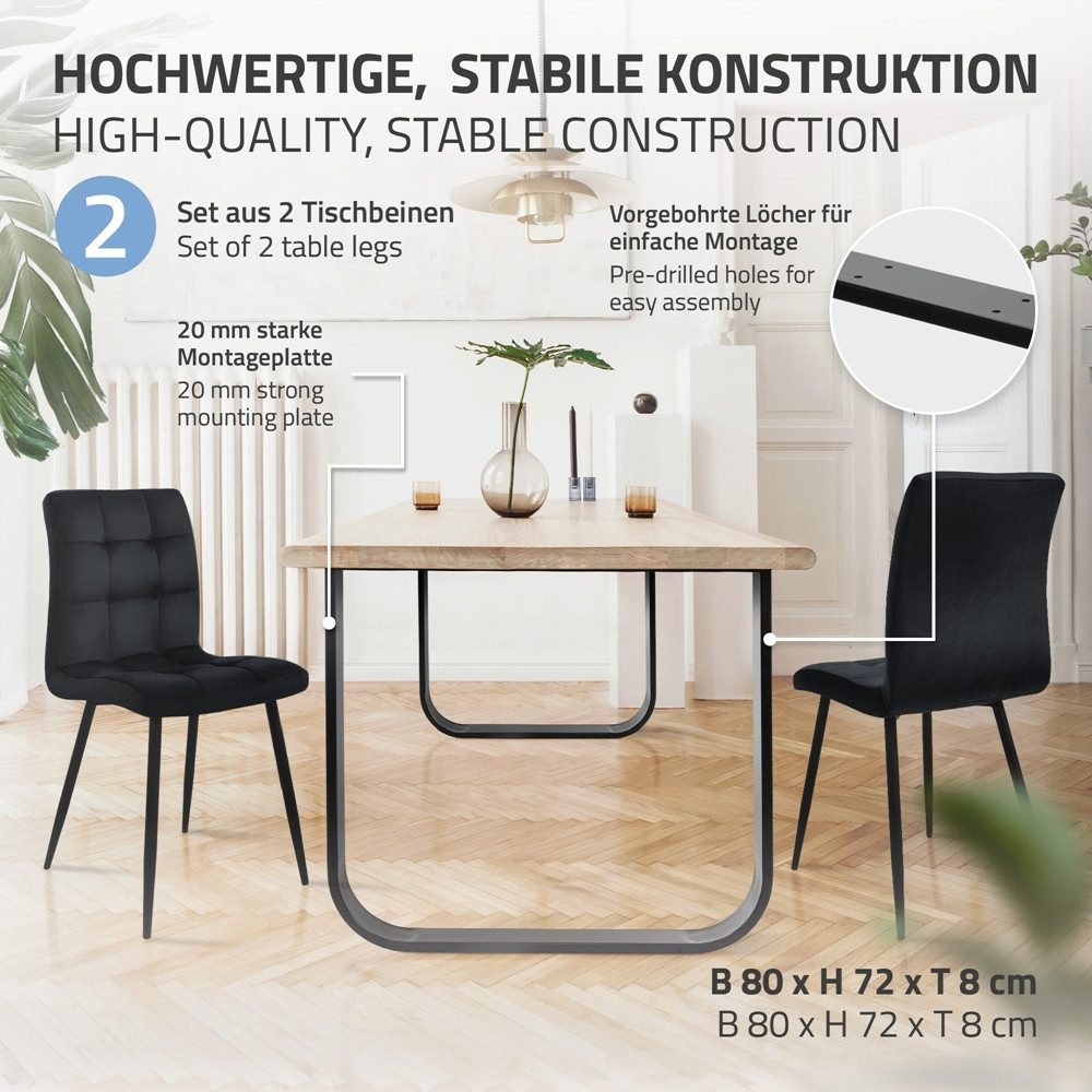 ML-DESIGN Tischbein 2er Set Tischgestell aus Metall Industrial-Design für DIY Projekte, Kufengestell O-Form Schwarz für Esstisch/Schreibtisch DIY-Projekte