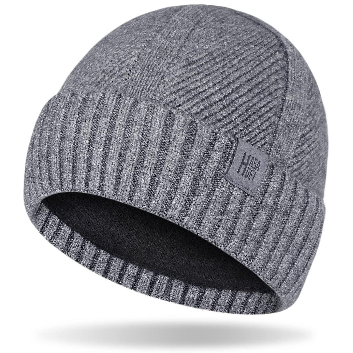 Strickmütze Strickmütze Beanie Fleece Herren Damen Outdoor Einheitsgröße Grau