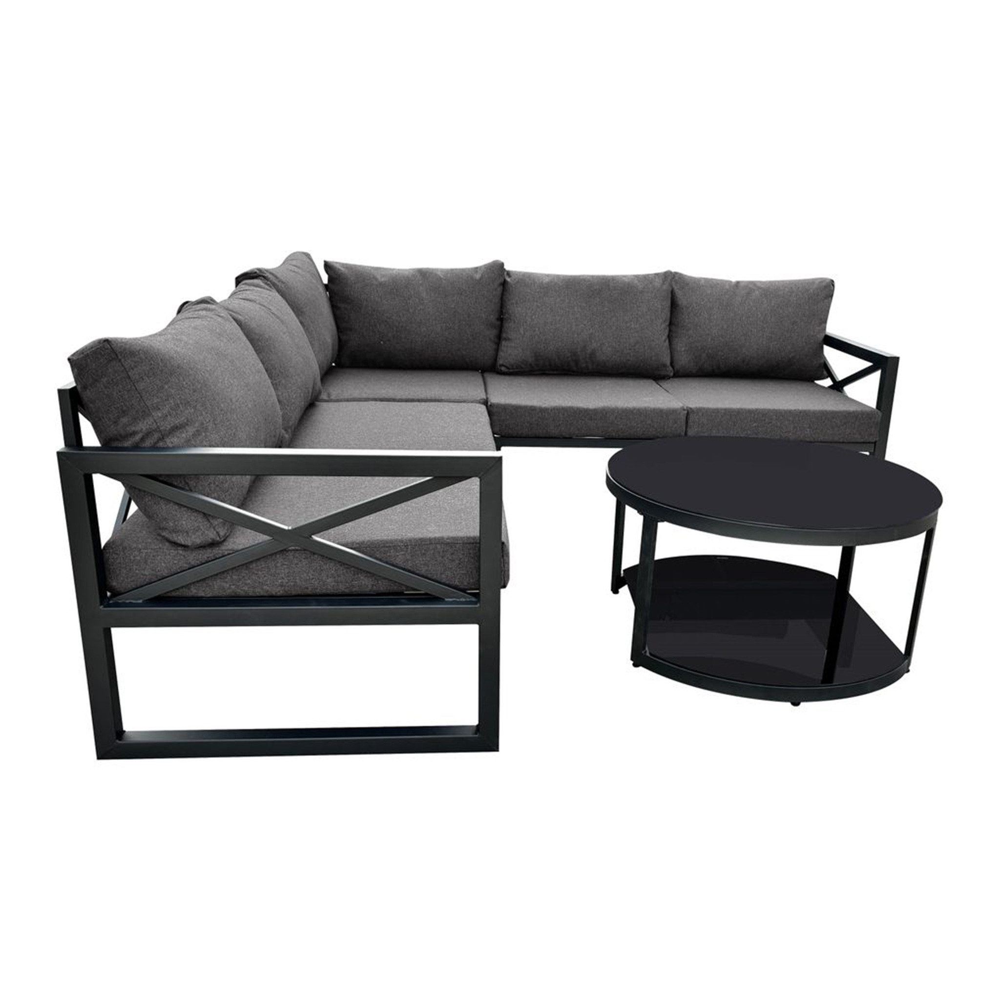 Happy Home Gartensofa Gartensofa Ecklounge Set Loungemöbel mit Tisch für Terrasse Garten