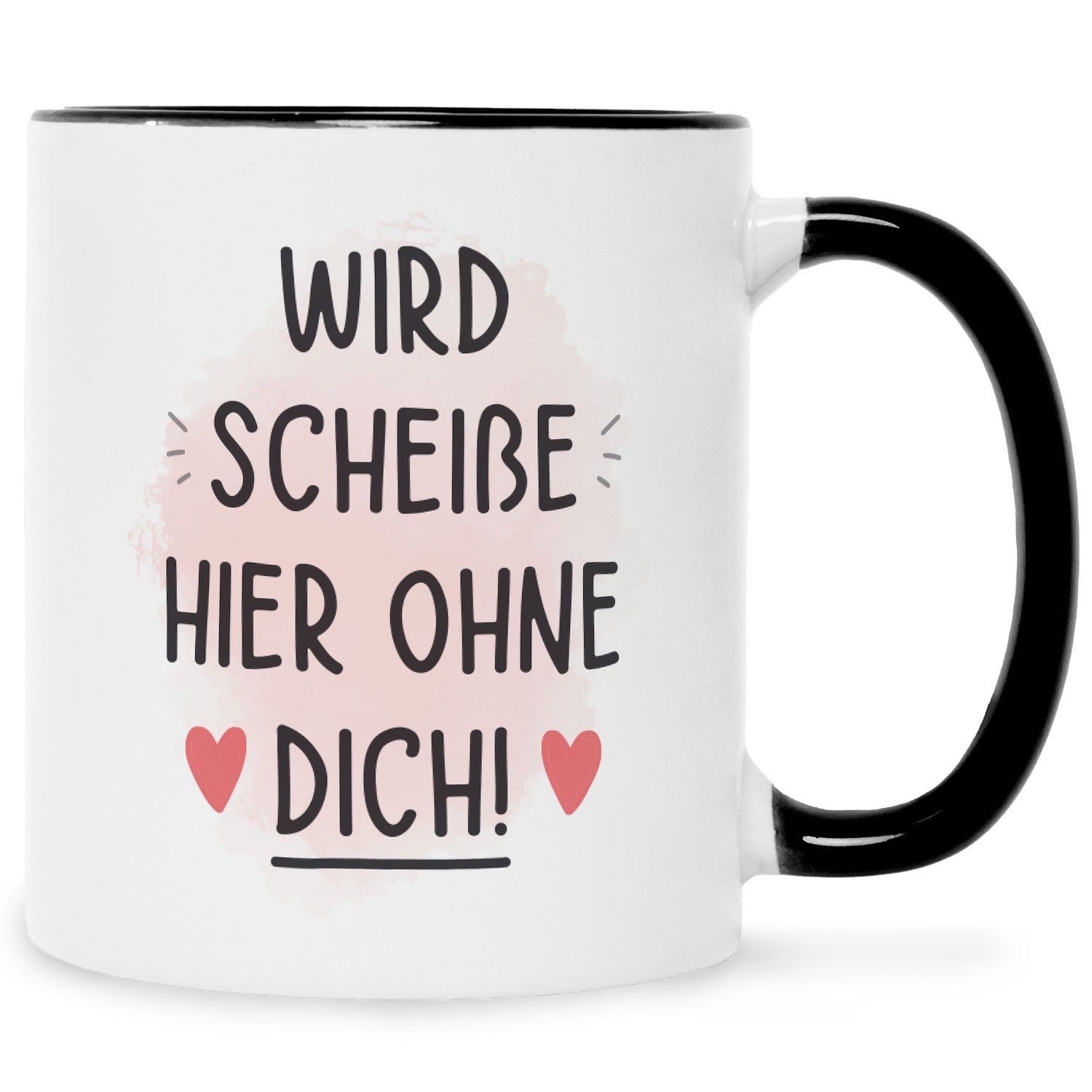 GRAVURZEILE Tasse Bedruckte Tasse mit Spruch - Wird scheiße ohne dich, Lustiges Geschenk für Arbeit Büro zum Abschied Schwarz Weiß