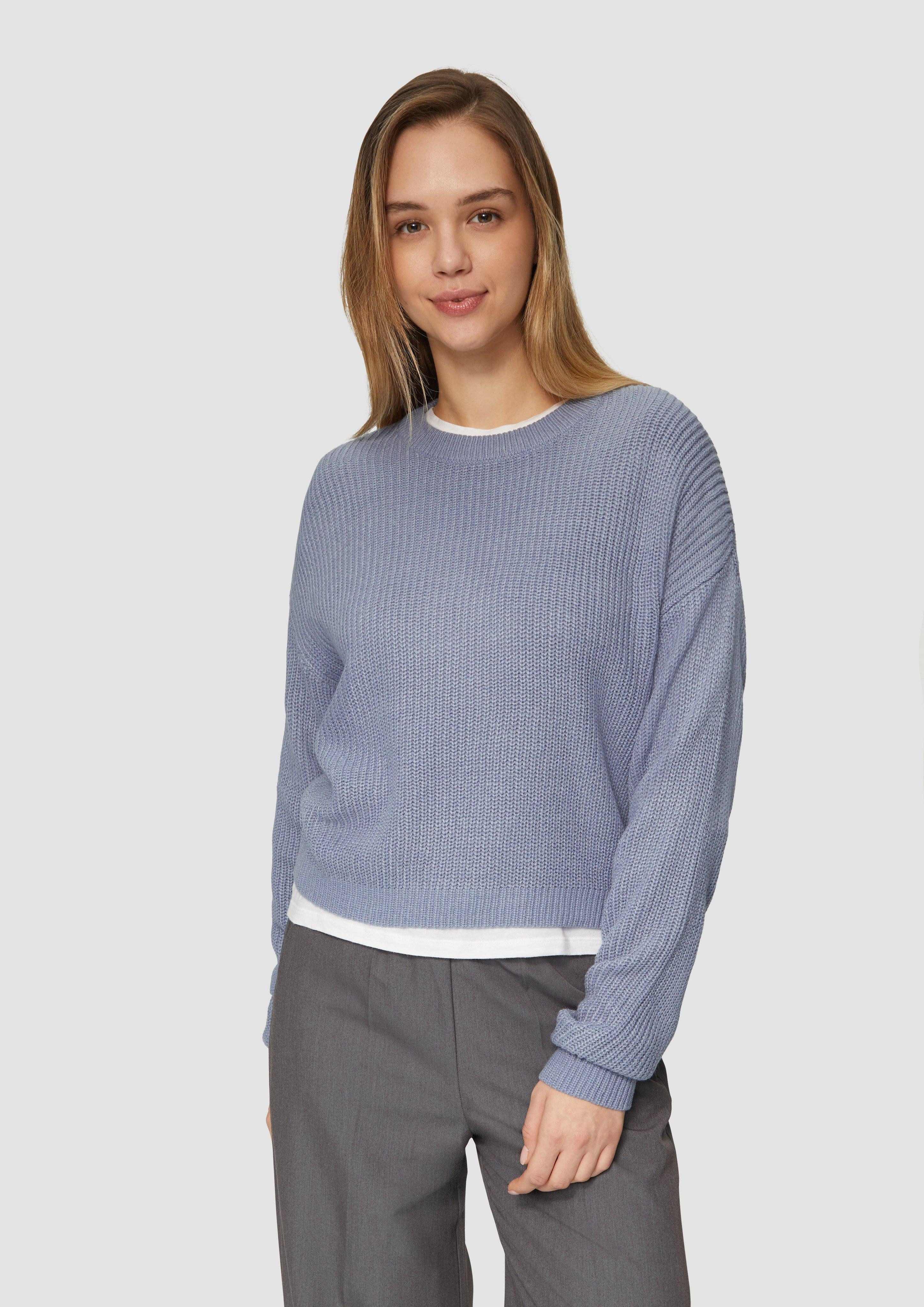 QS Strickpullover Verkürzter Pullover mit Raglanärmeln günstig online kaufen