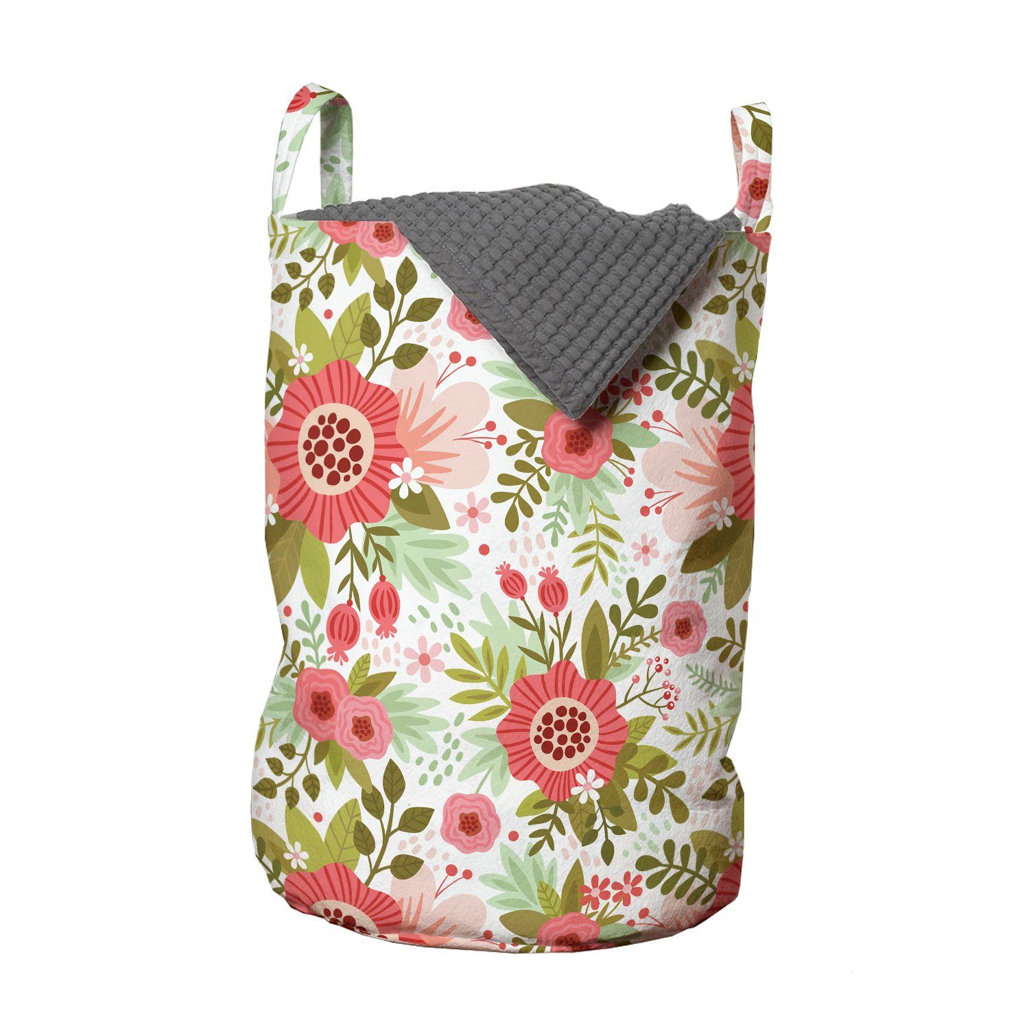 Abakuhaus Wäschesäckchen Wäschekorb mit Griffen Kordelzugverschluss für Waschsalons, Blumen Pastel Spring Flower