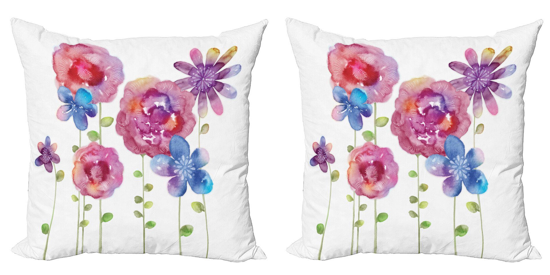 Kissenbezüge Modern Accent Doppelseitiger rosa Bohemian Blüten (2 Digitaldruck, Blume Stück), Abakuhaus