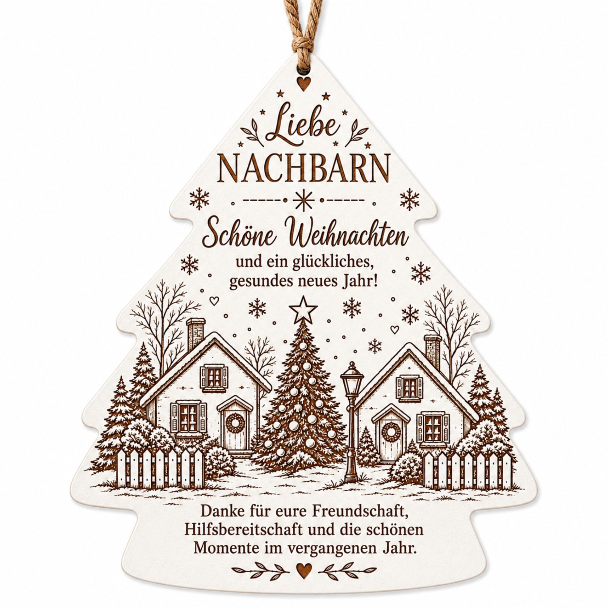 Dekolando Wanddekoobjekt Geschenk für Nachbarn zu Weihnachten Schild Tannenbaum 10 x 14,5 cm