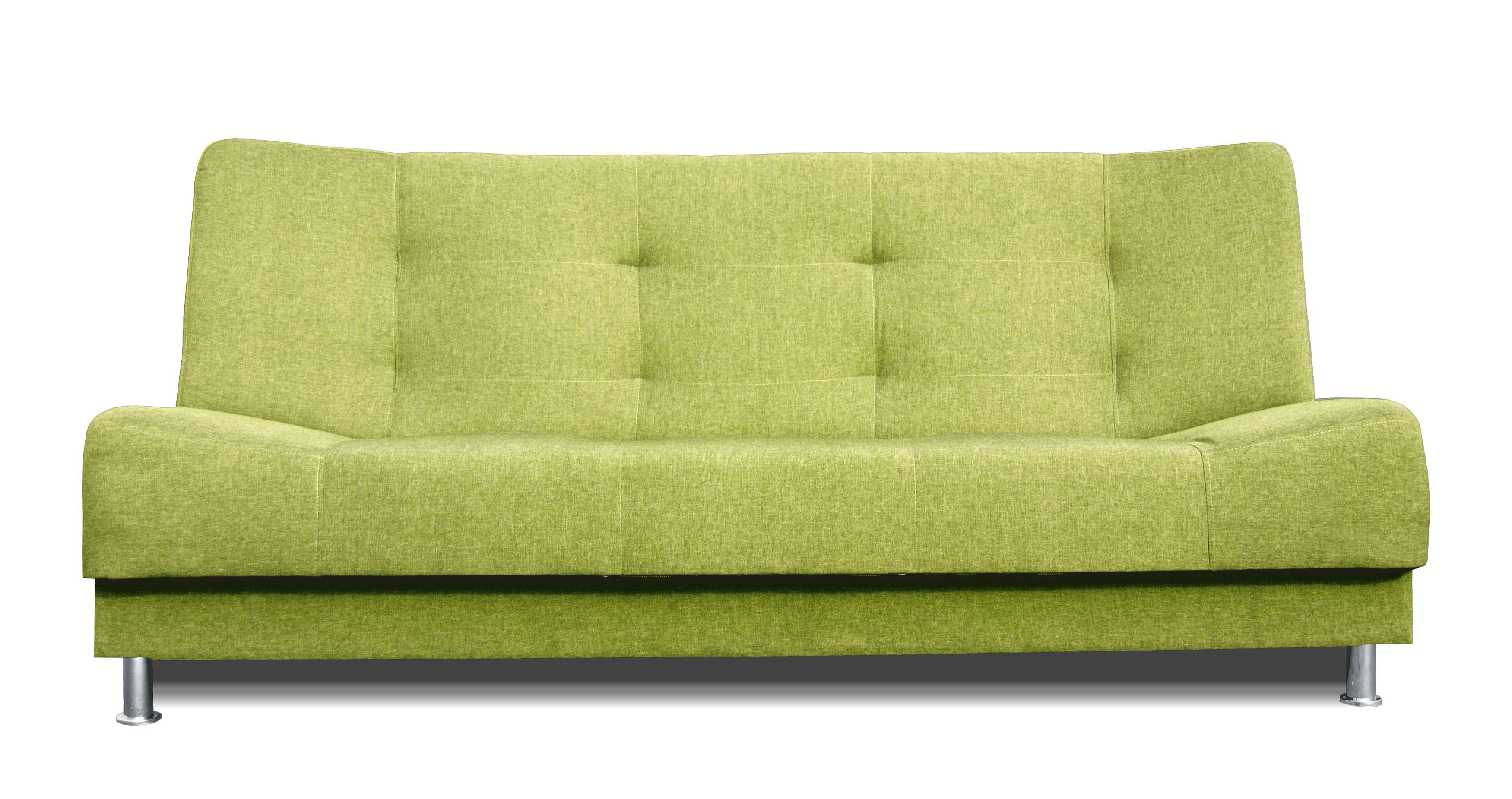 Dreisitzer-Sofa Schlaffunktion, Bettzeugbehälter, Couch 3-Sitzer Vittoria Grün mit Siblo Dreisitzige