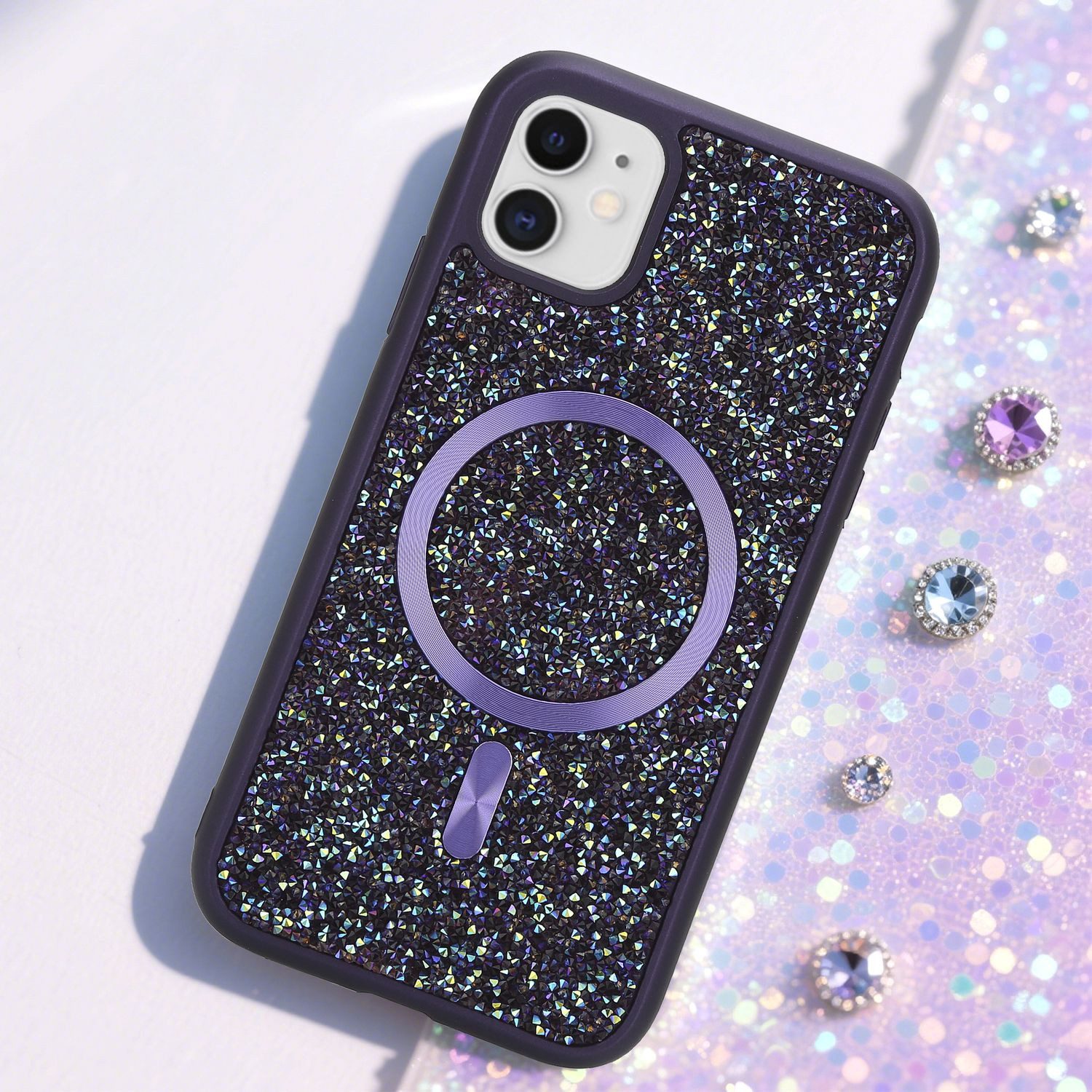 Cadorabo Handyhülle Apple iPhone 11, Hülle Schutzhülle Case Cover kompatibel mit Magsafe Diamant Glitzer