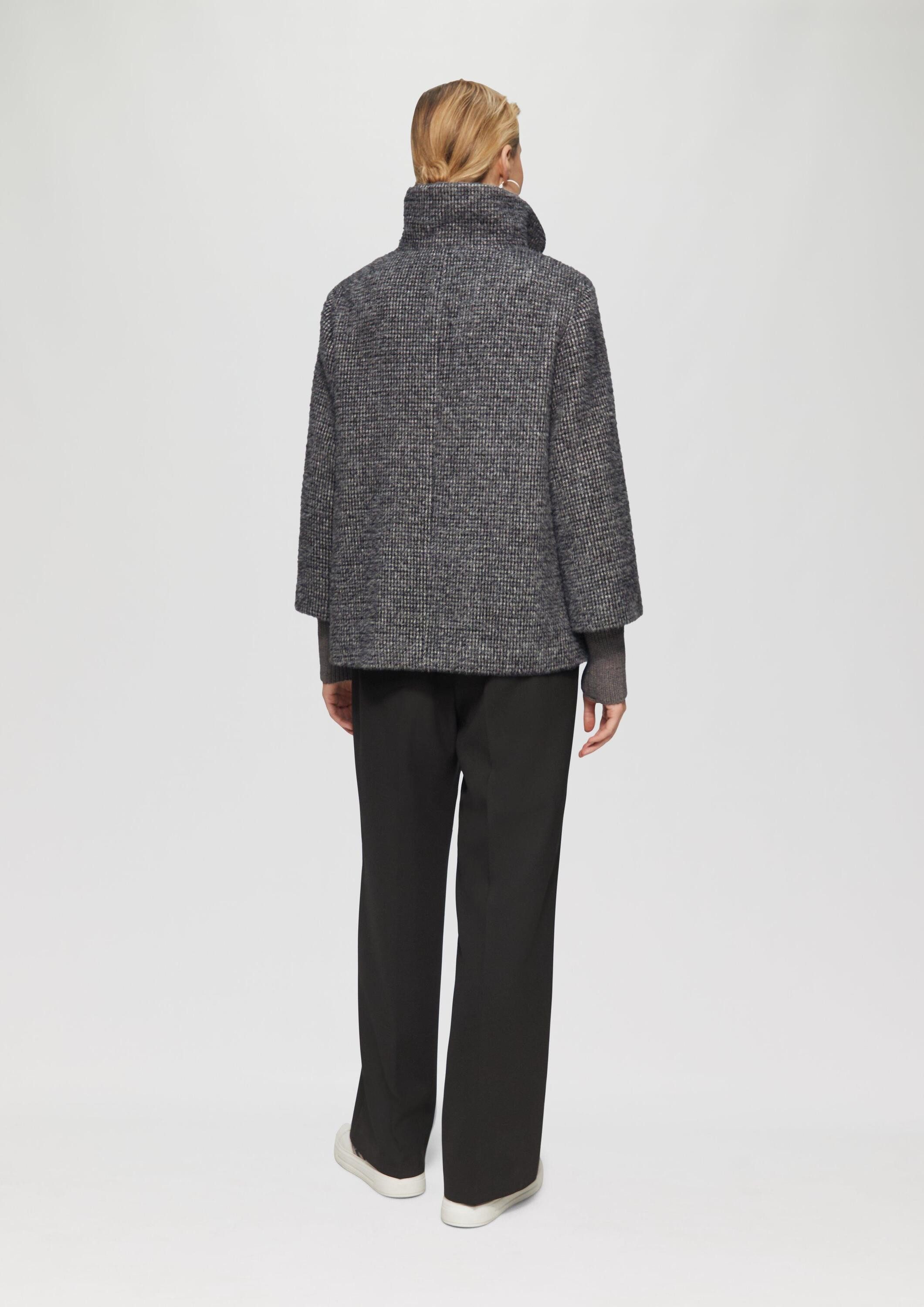 s.Oliver Winterjacke Outdoor-Jacke Flauschige Jacke mit Strickbündchen am Ärmel
