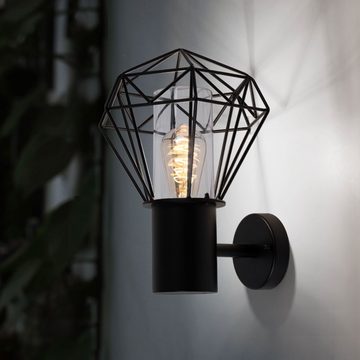 Globo Außen-Wandleuchte, Leuchtmittel nicht inklusive, Außenbeleuchtung Wandleuchte Wandlampe Gartenleuchte Gitter schwarz