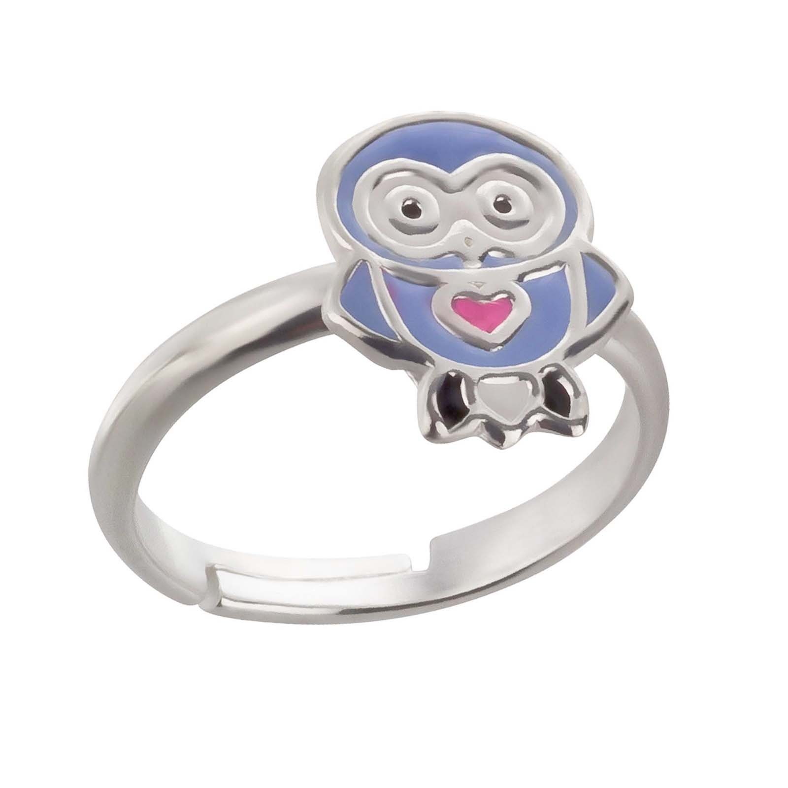 schmuck23 Fingerring Kinder Ring Eule Herz 925 Silber, Kinderschmuck Silberring Mädchen Geschenk