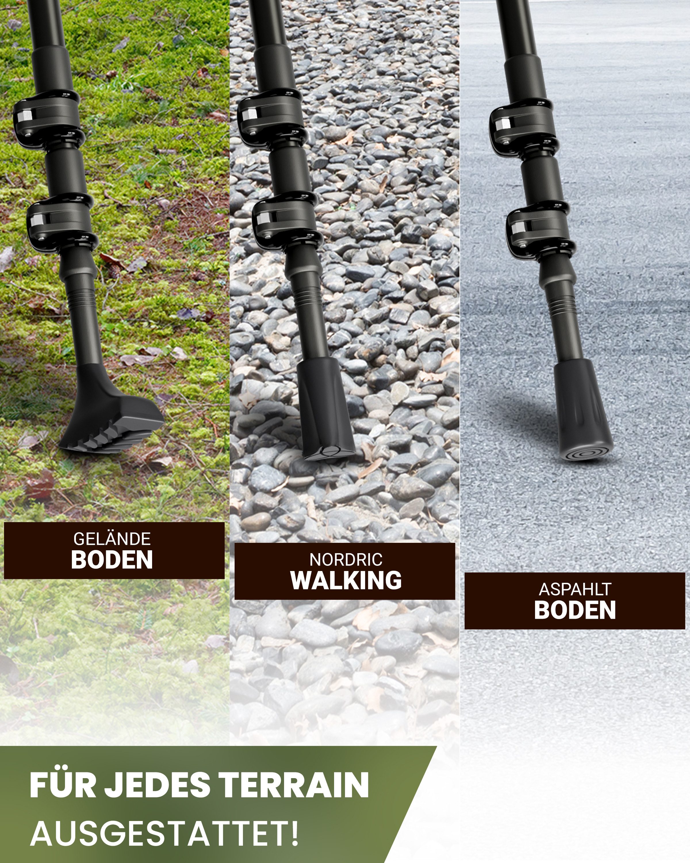 Alpenwert Nordic-Walking-Stöcke Gummipuffer Wanderstöcke Pads Speed Aufsatz Nordic Walking, Wanderstöcke Gummipuffer, Ultraleichte Gummipuffer, Wanderstöcke