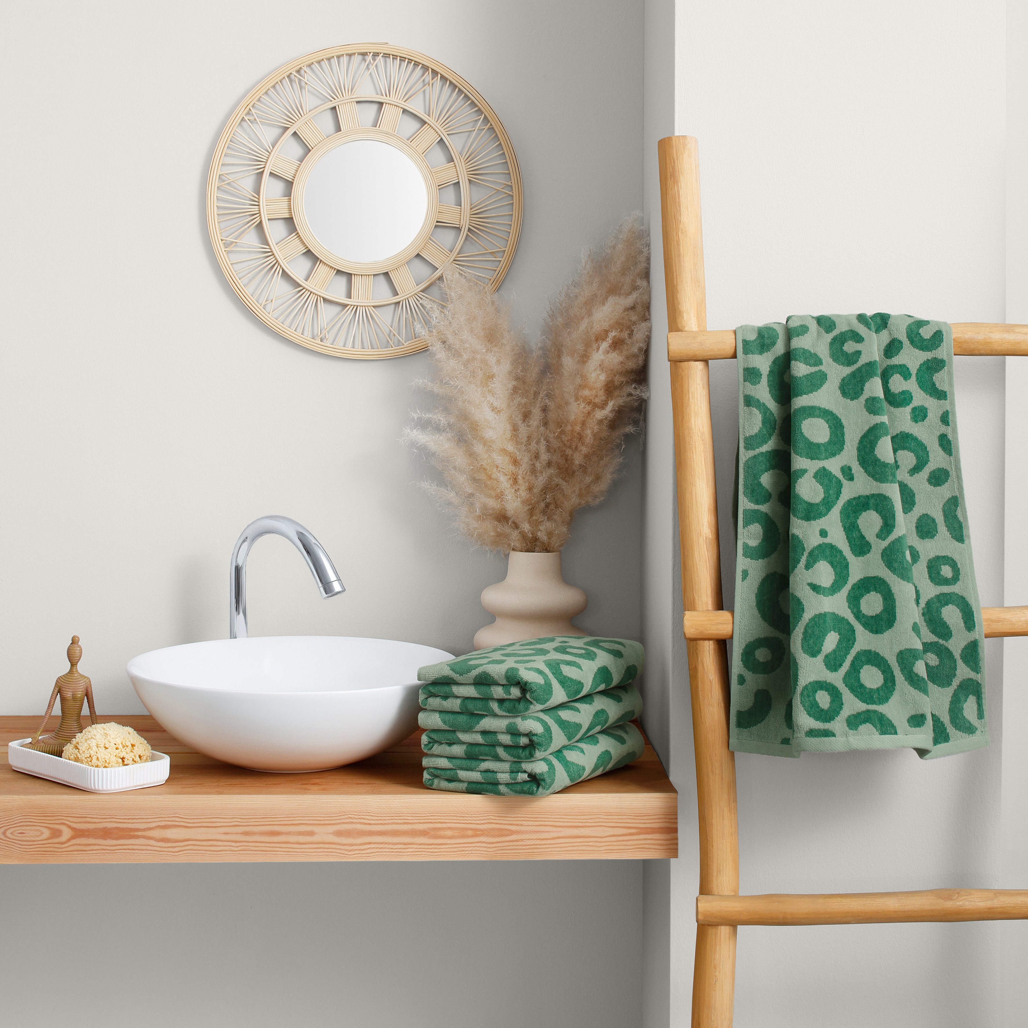 OTTO home Handtuch Set Anna Leopardenmuster, 4-tlg Handtuch-Set, 50x100cm, 100% Baumwolle, Frottiervelours (Set, 4-St), Handtücher, weich, saugstark, modern, Leo, Animal Print