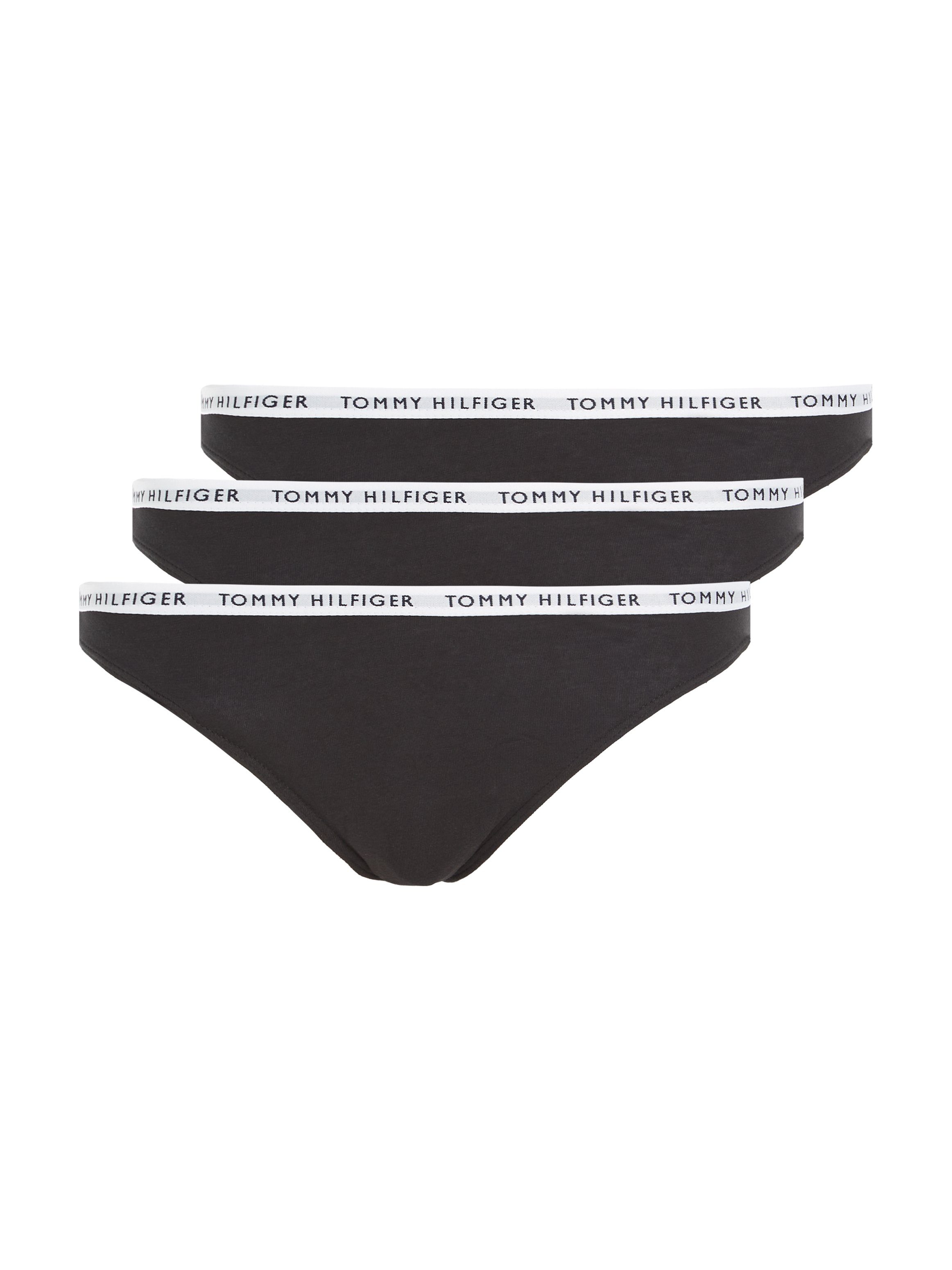 Logobündchen mit Underwear Hilfiger schwarz Bikinislip Tommy schmalem (3-St)