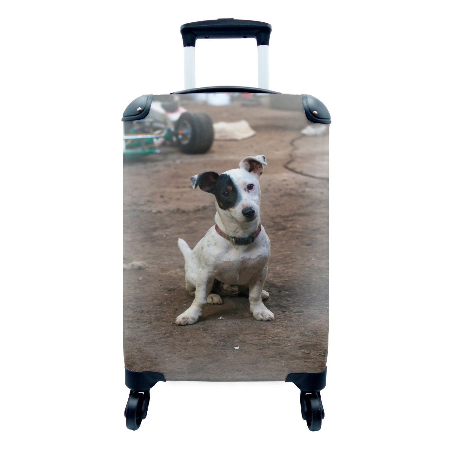 MuchoWow Handgepäckkoffer Jack Russel Hund neigt den Kopf, 4 Rollen, Reisetasche mit rollen, Handgepäck für Ferien, Trolley, Reisekoffer