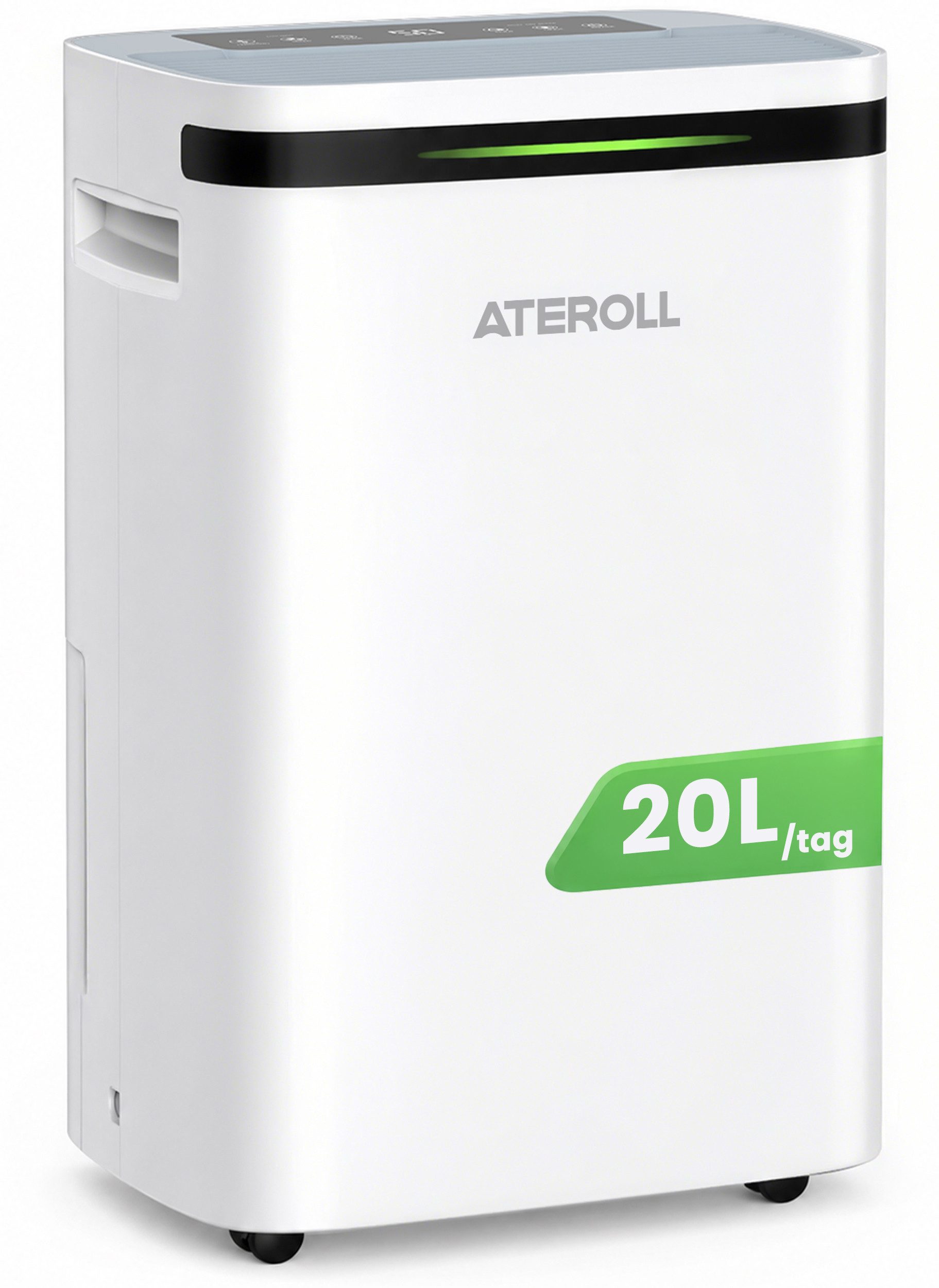ATEROLL Luftentfeuchter Elektrisch 20L,3 Modi,Leise, - Ideal für die Wohnung & Schlafzimmer, für 180 m³ Räume, Entfeuchtung 20 l/Tag, Tank 2,5 l, Raumentfeuchter Trockner mit 24 Timer,Leise,LED Licht,und 360°-Rollen