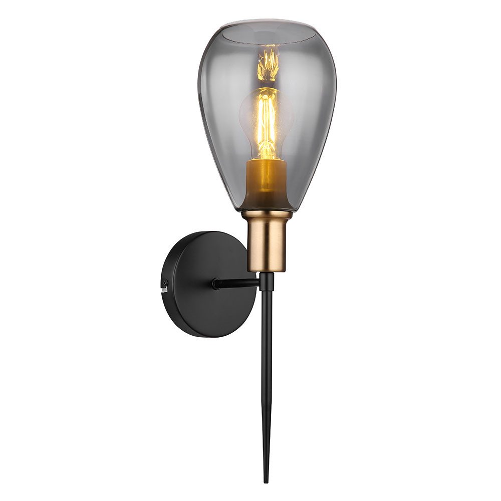 GLOBO LIGHTING Wandleuchte, Leuchtmittel nicht inklusive, Wandlampe Lampenschirm Rauchglas Wohnzimmer Wandfackel Wandlampe