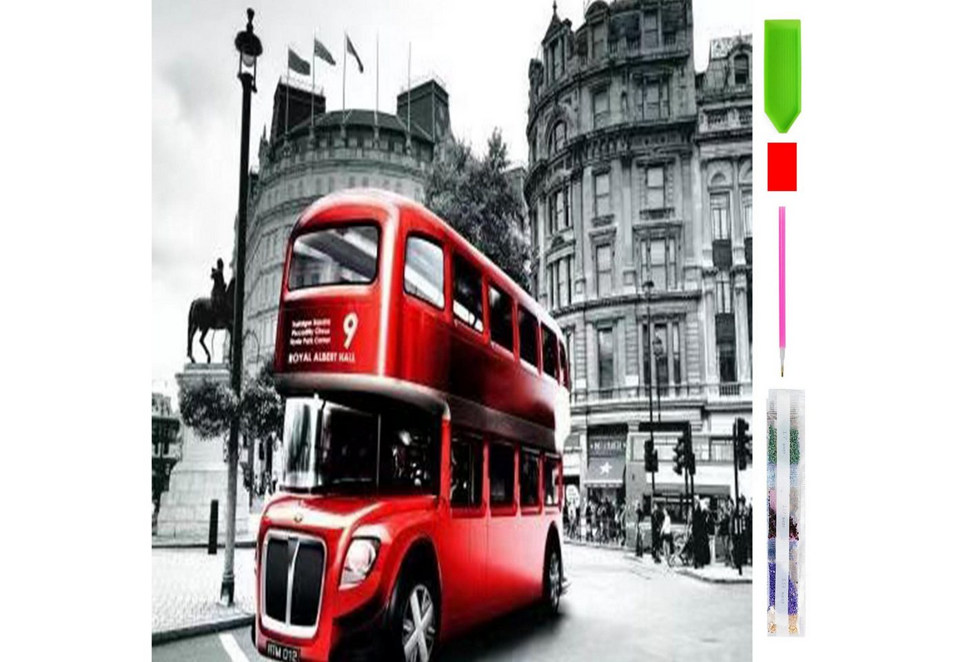 Thumbnail - LA CUTE Malen nach Zahlen 5d Diamond Painting London Stadtbus Malen nach Zahlen 30x40cm (Komplettset für 5D Diamond Pain...