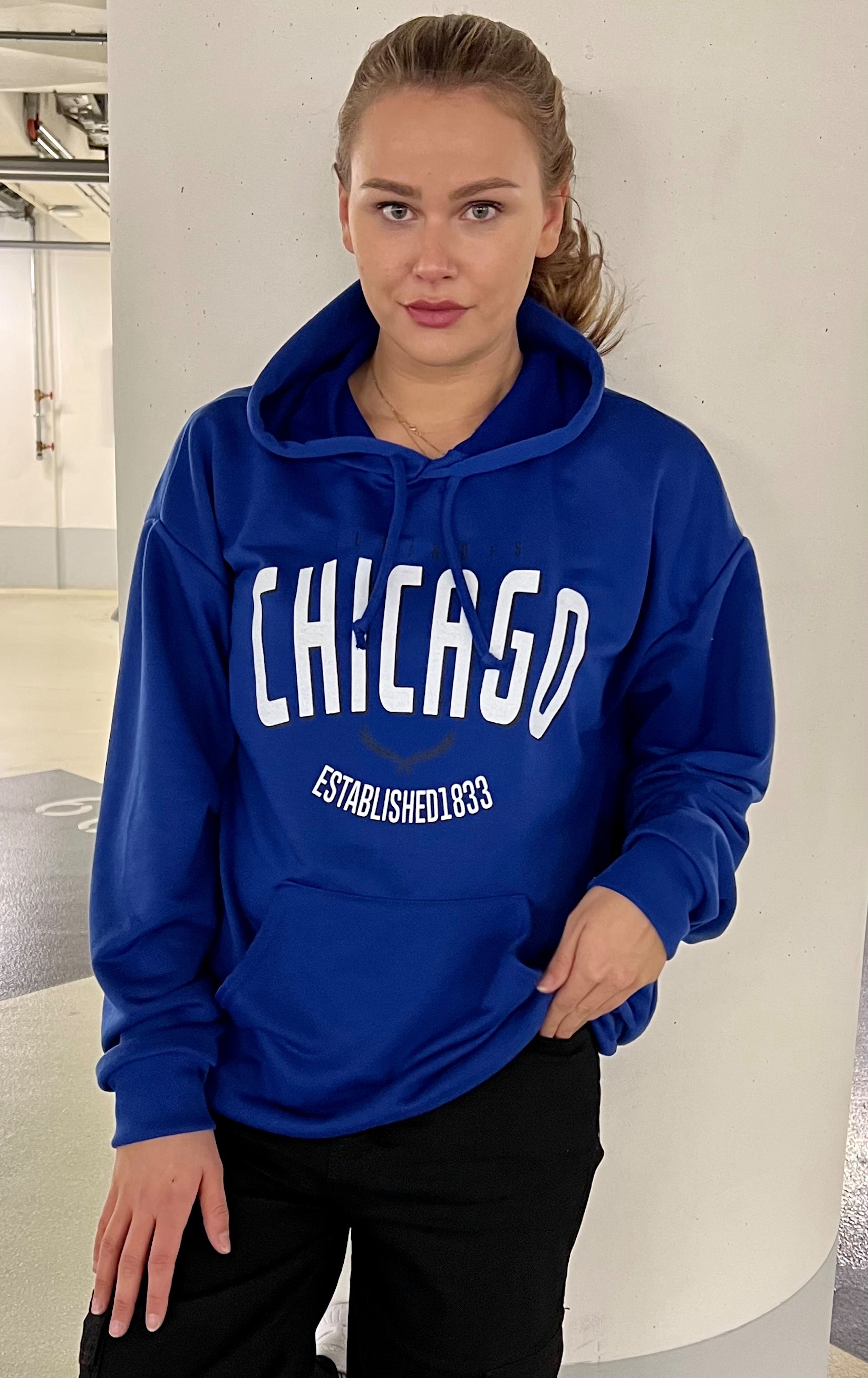 Worldclassca Hoodie Worldclassca Damen Oversized Kapuzenpullover Hoodie Sweatshirt CHICAGO
