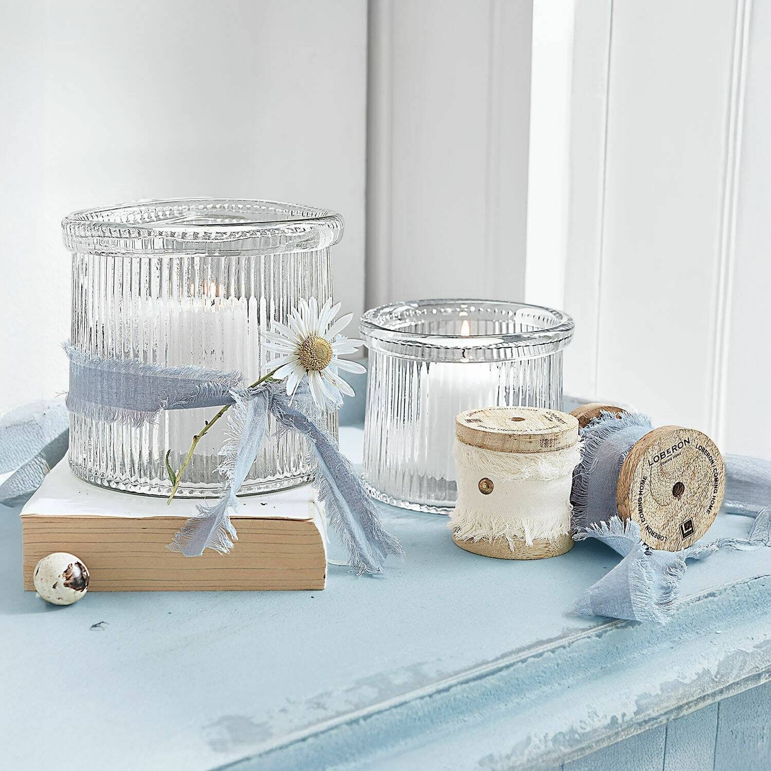 Mirabeau Geschenkband Band 2er Set Valethor blau/creme