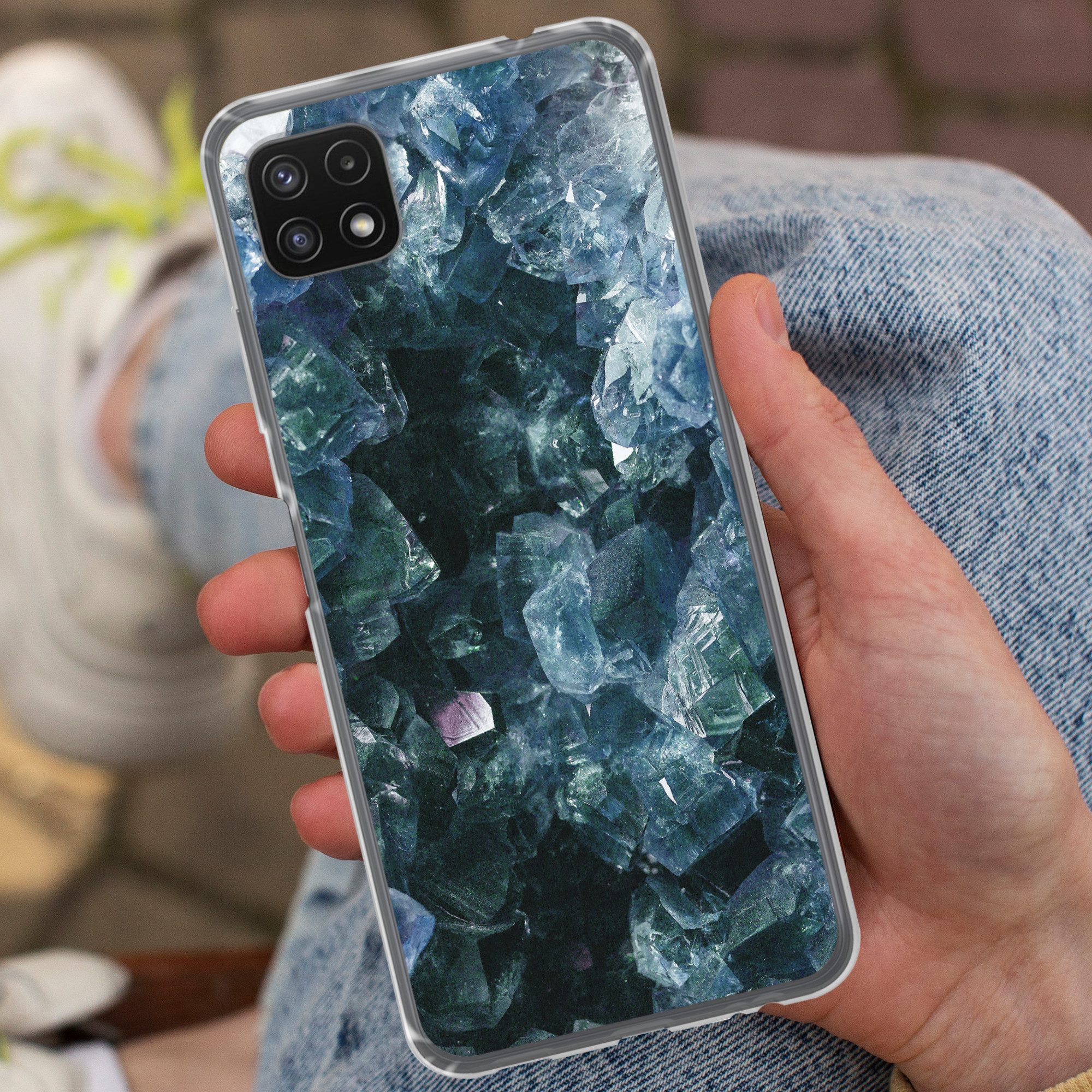 MuchoWow Handyhülle für Samsung Galaxy A22 5G Edelsteine und Mineralien - Kristall - Natur, Smartphone-Bumper, Print, Handy Schutzhülle Dünn