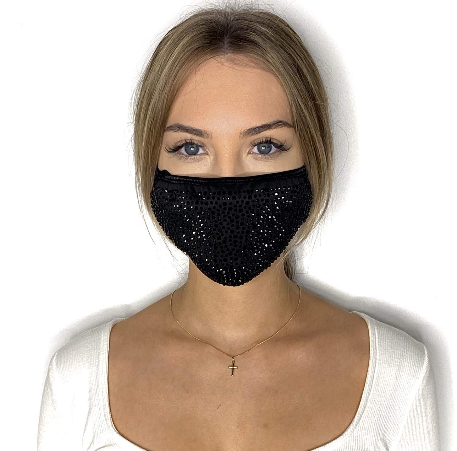 Dilara Mund-Nasen-Masken PREMIUM Strass & Pailletten Gesichtsmaske für Damen & Herren, Funkelnder Schutz mit Stil – ideal für besondere Anlässe