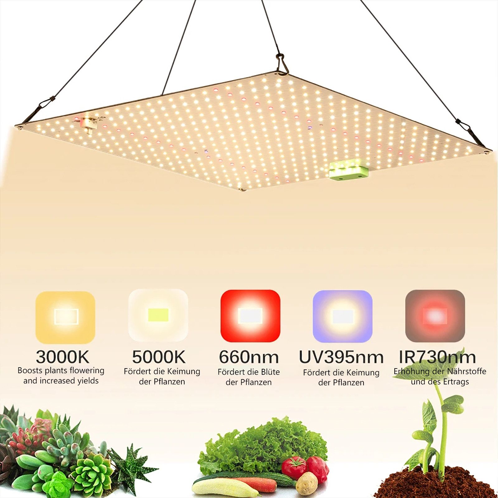 MUPOO Pflanzenlampe Dimmbare Vollspektrum Pflanzenlampe Grow Lampe,LED-Wachstumslicht, für Veg-Indoor-Pflanzen in Grow-Gewächshäusern