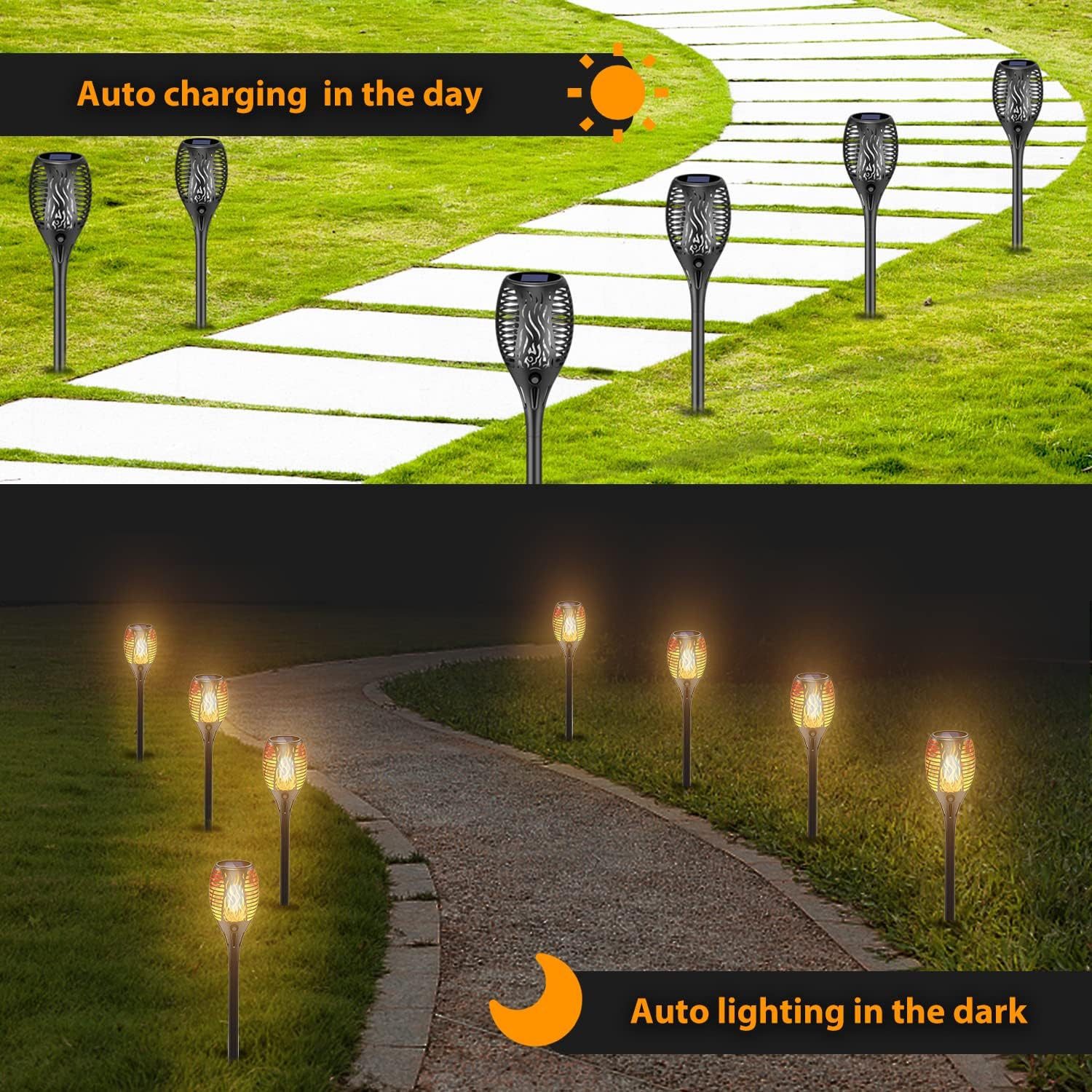 JONWALL LED Solarleuchte Solar Flammenlicht Gartenleuchte LED 4er Set Außen günstig online kaufen
