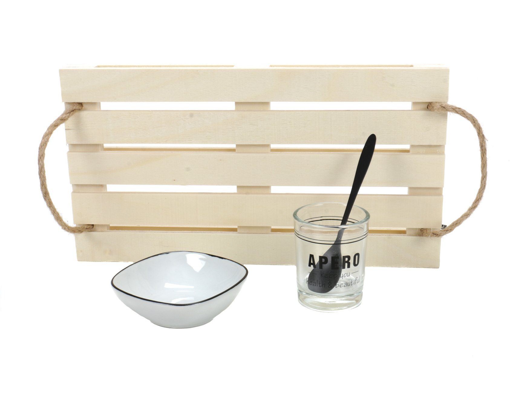 Bubble-Store Snackschale 10-teiliges Appetizer Set, Holz, Glas, Keramik, (Tablett, Schalen, Gläser), Snackschale-Set
