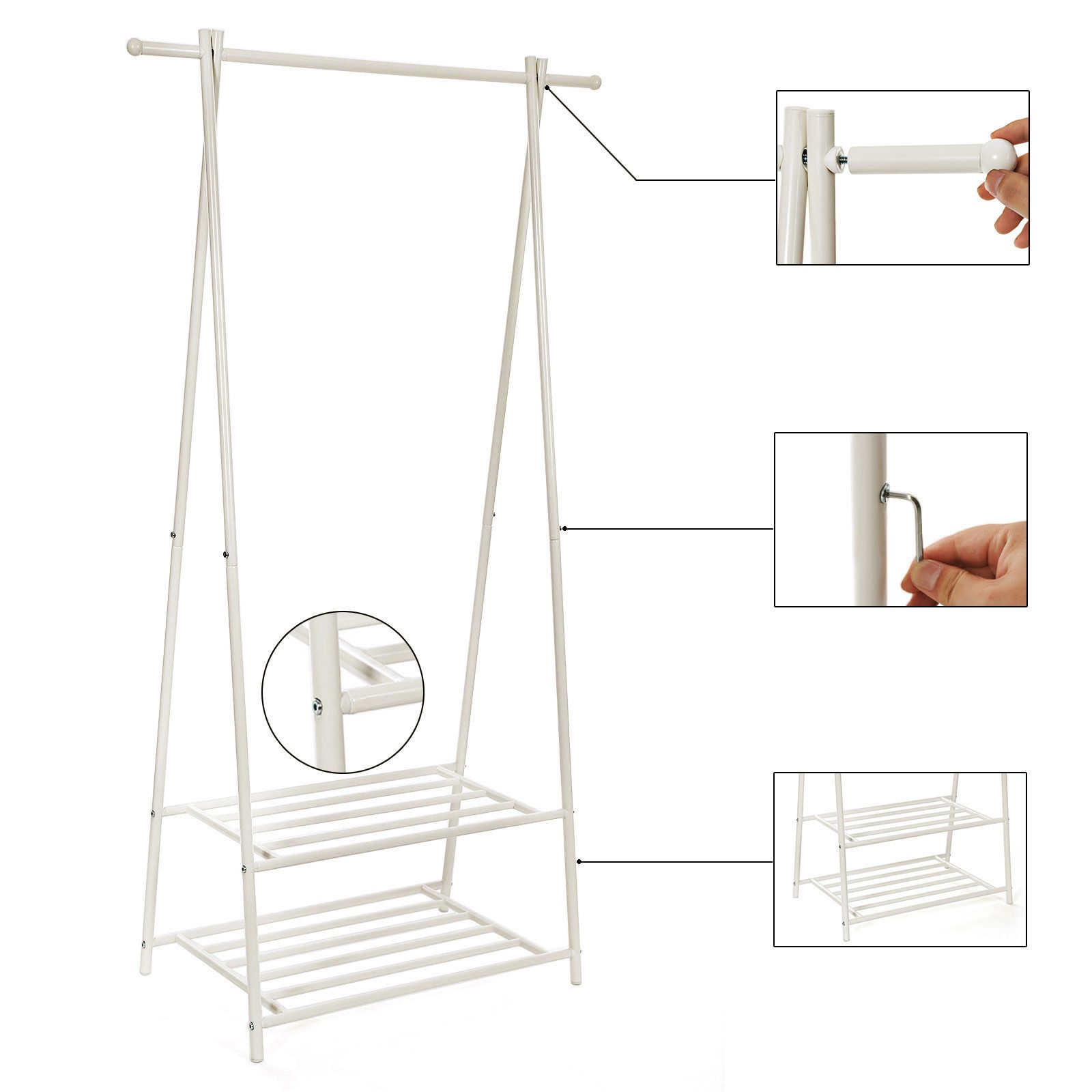 SONGMICS Kleiderständer, 2 Ablagen, Metallgestell, platzsparend günstig online kaufen