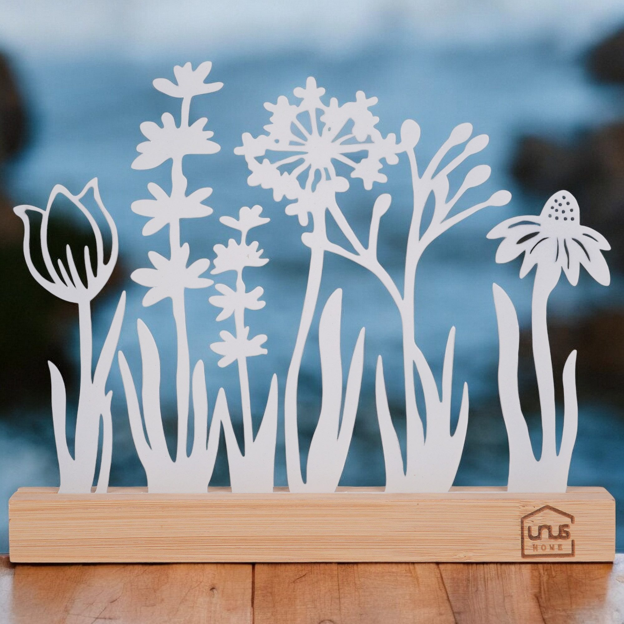 UNUS HOME Dekofigur Aufsteller Blumenwiese (Weiß), Blumenwiese-Silhouette a günstig online kaufen
